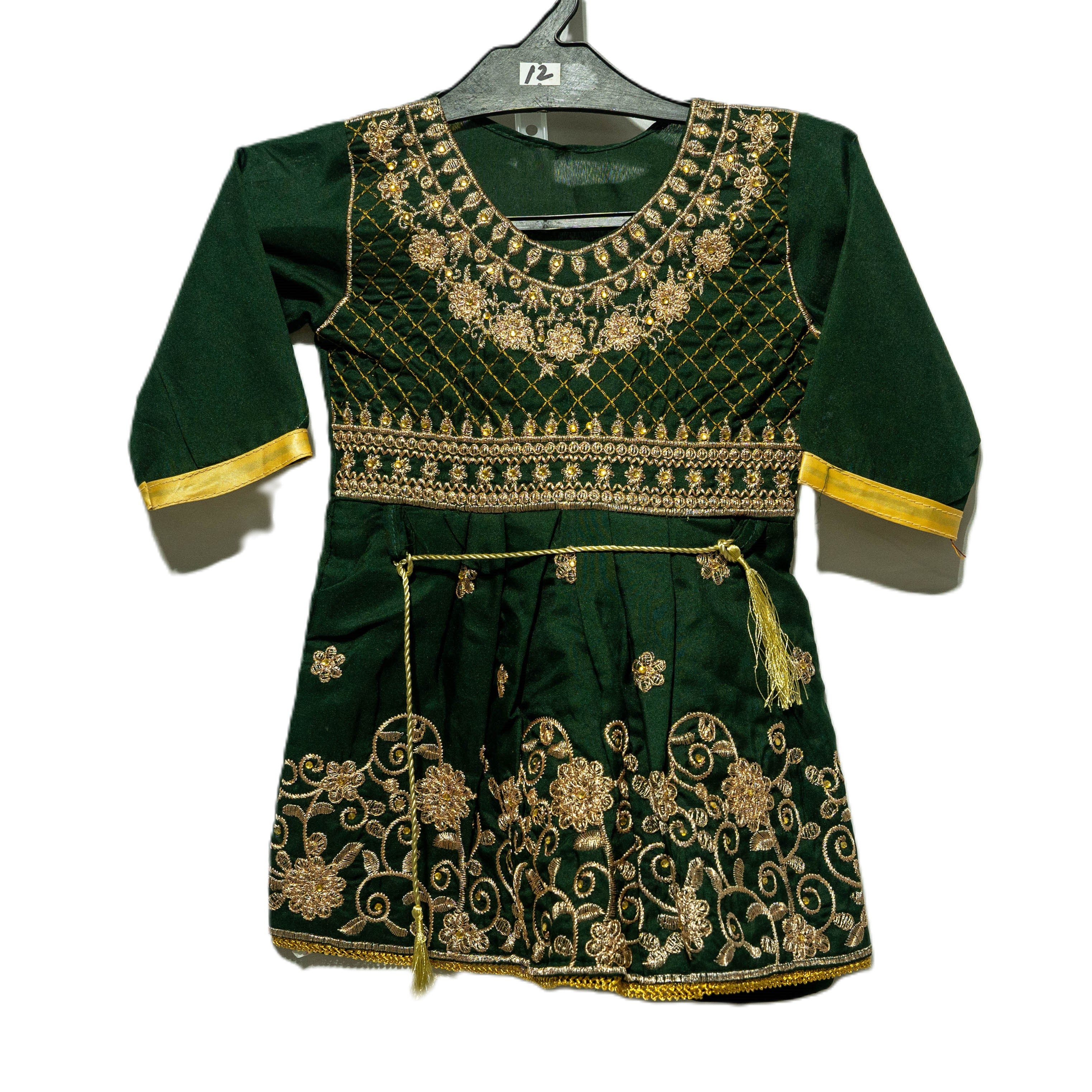 Bottle Green cotton frock set