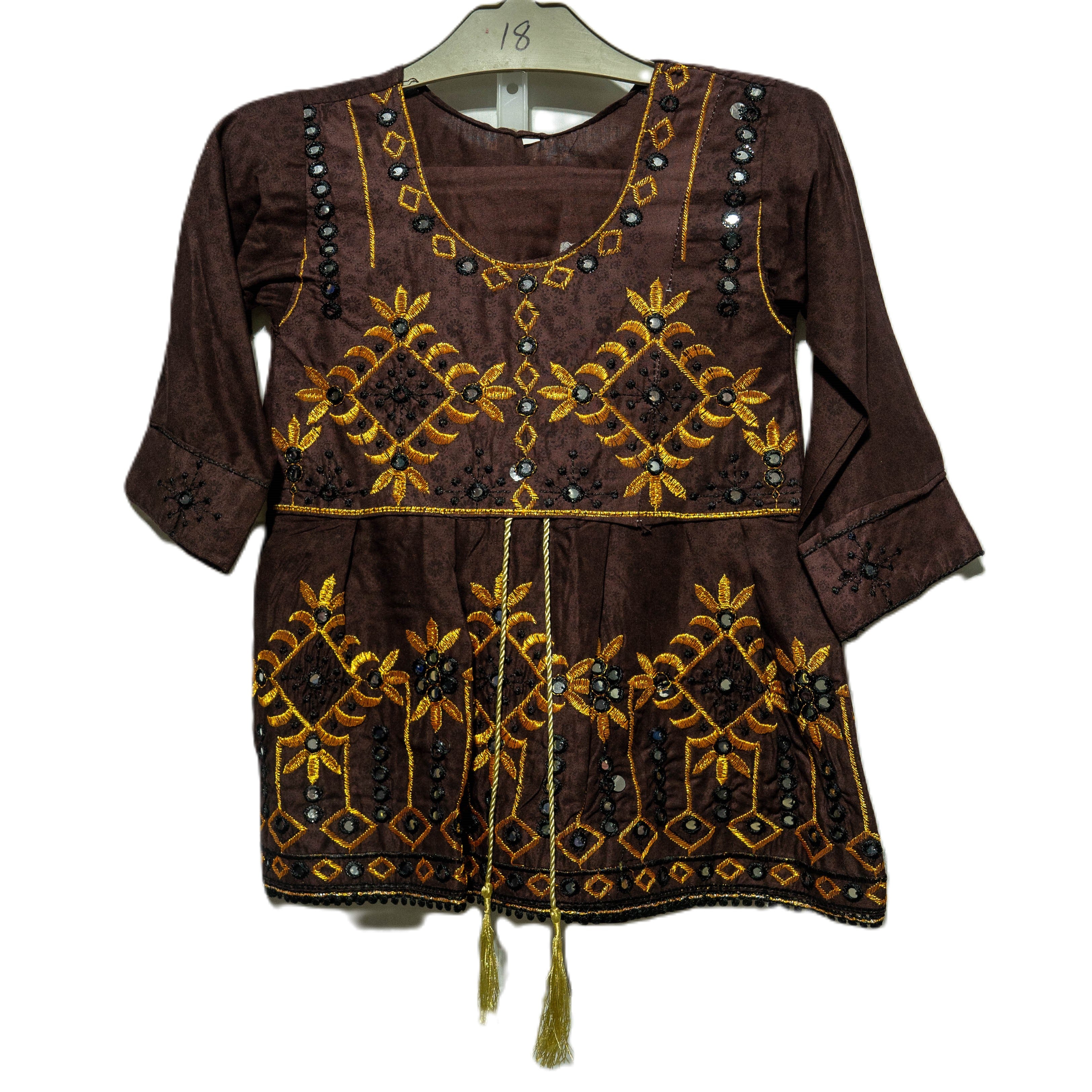 Brown embroidered frock