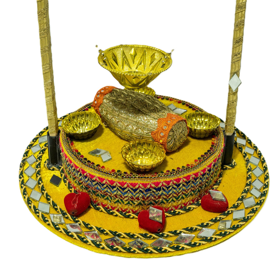 Large decorated mehndi tray