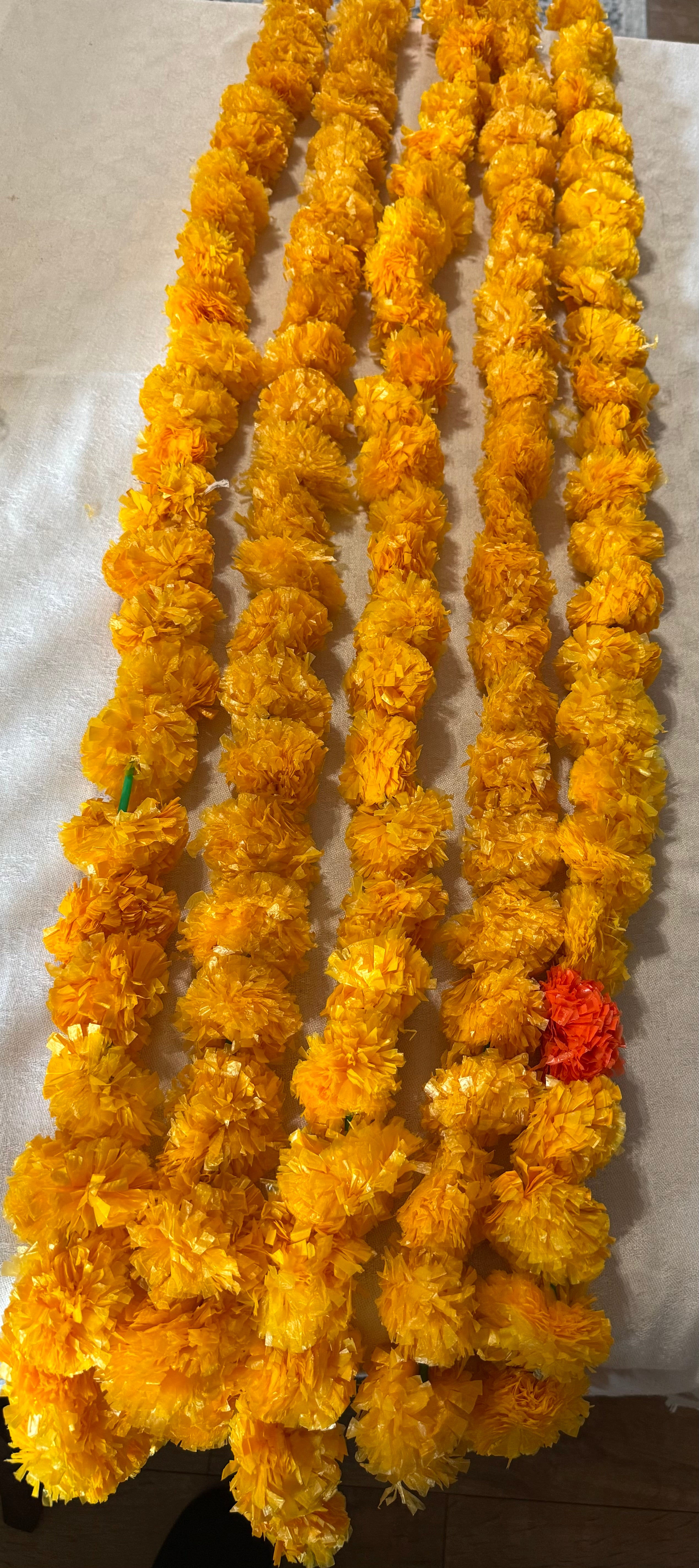 Artificial Marigold garland decoration for Mehndi/Wedding  decoration mala - Pack of 5
