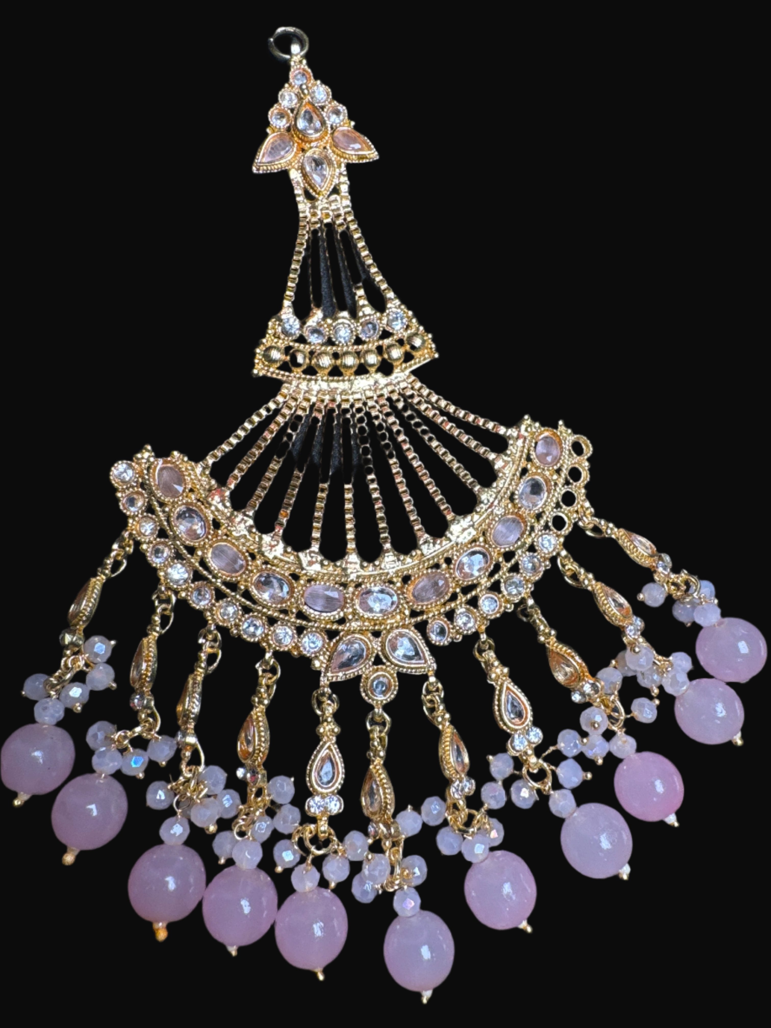 Gold colour Jhumar with pink pearls JM 07