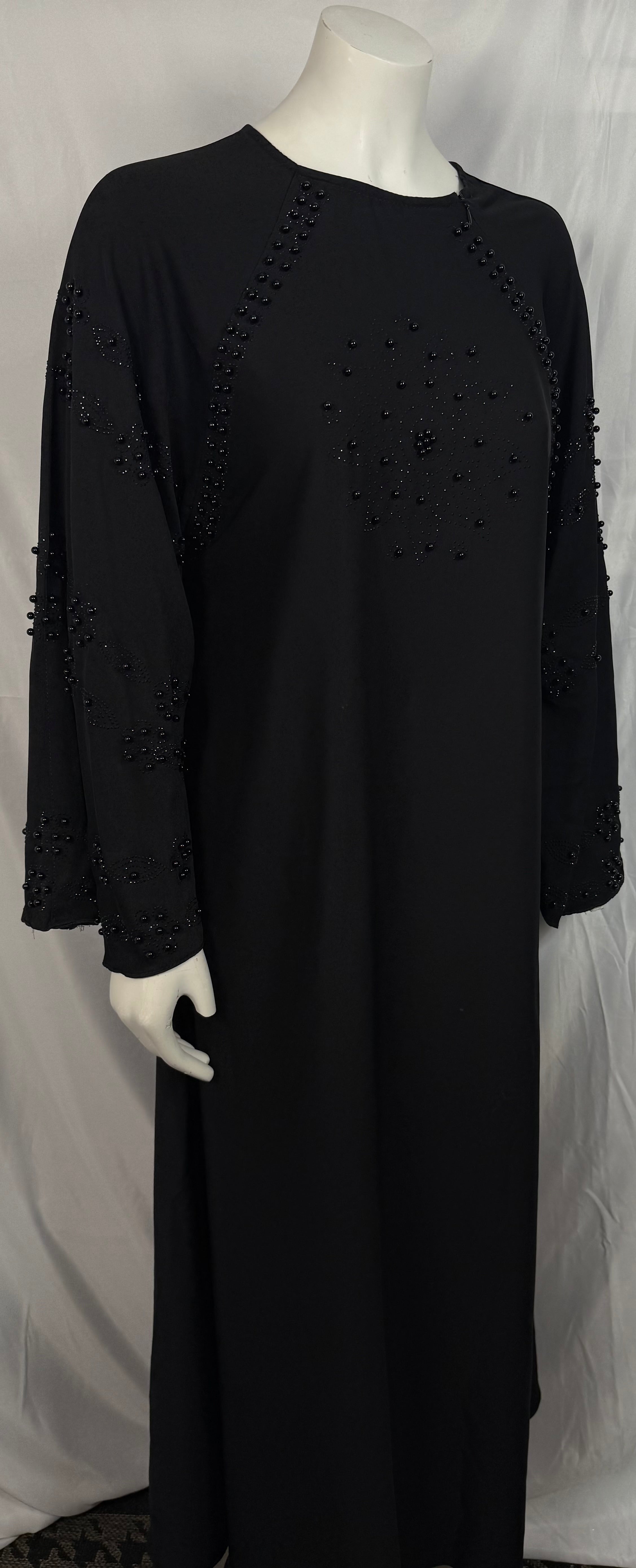 Black Abbaya With Beads For Ladies