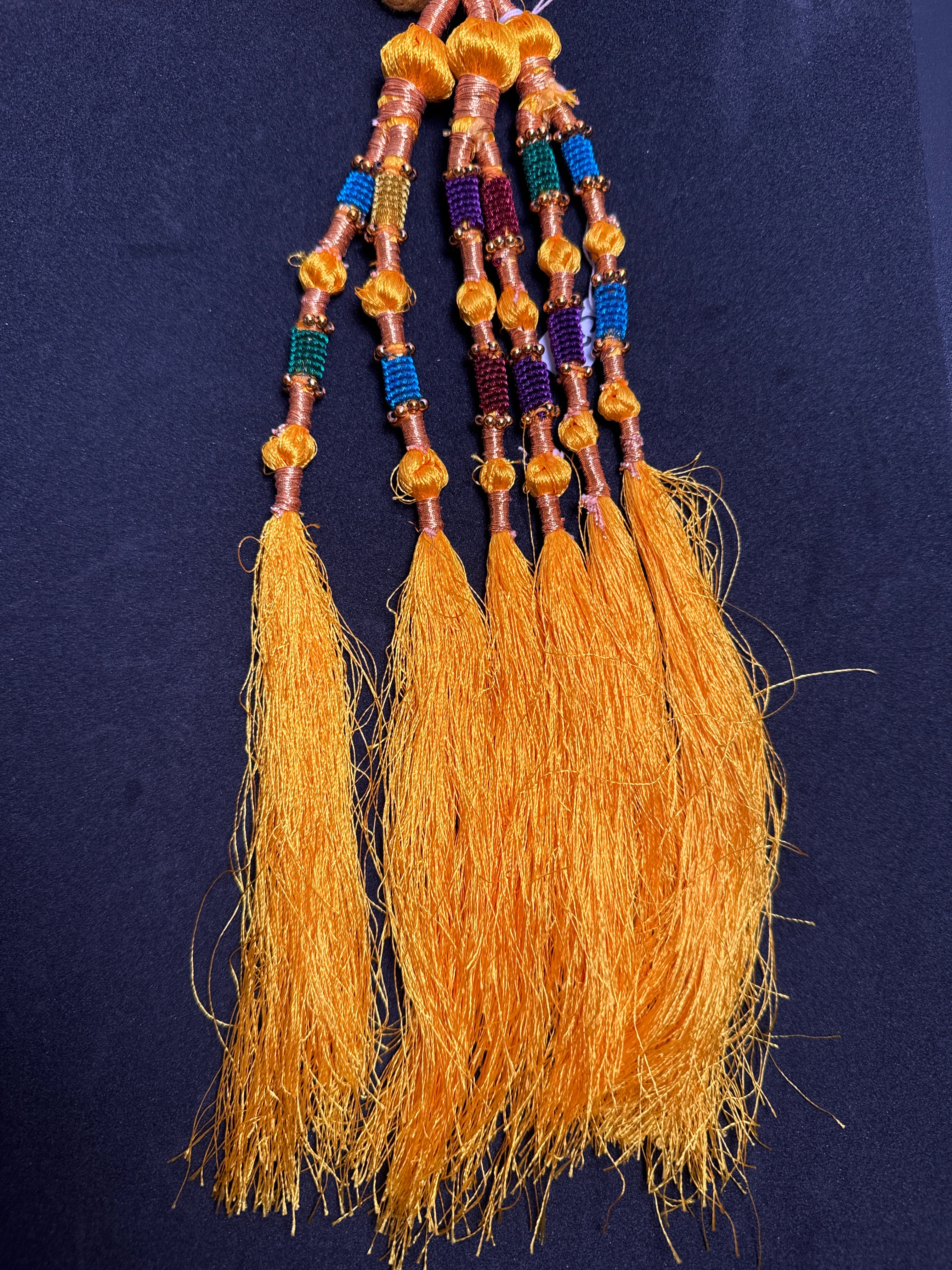 Yellow colour Parranda with and multi colours beads in Yellow tassels SP3