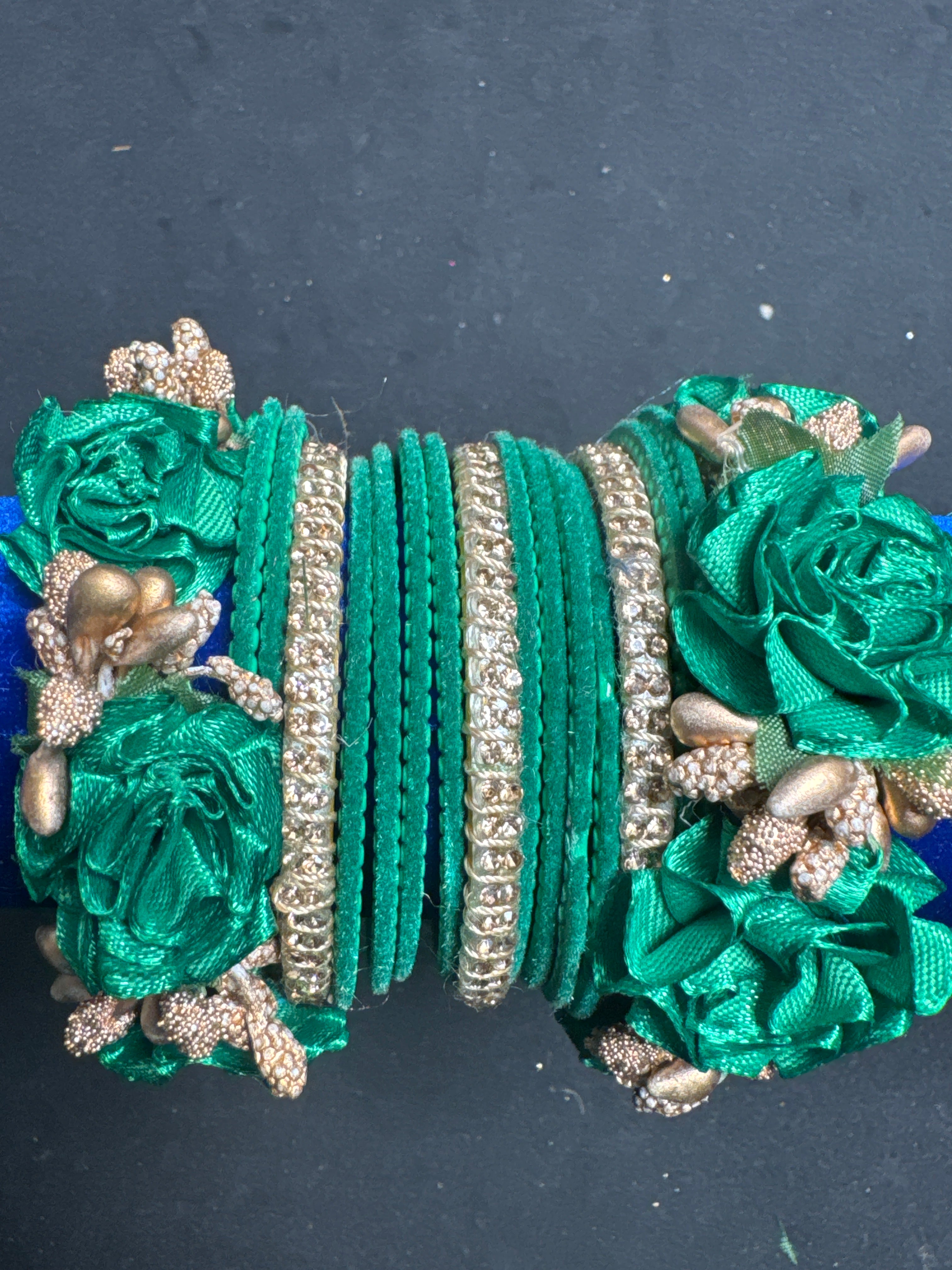 Green gold flower bangles FB7