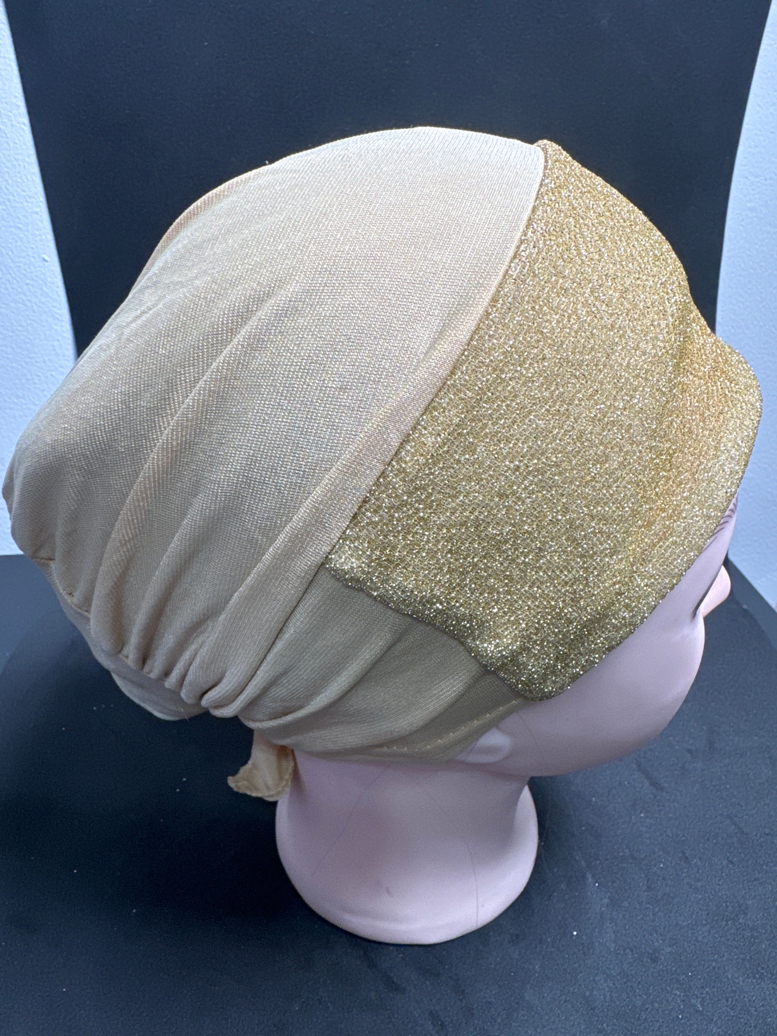 Premium Women Under Scarf Hijab TIE BACK Cap in gold colour HJP7