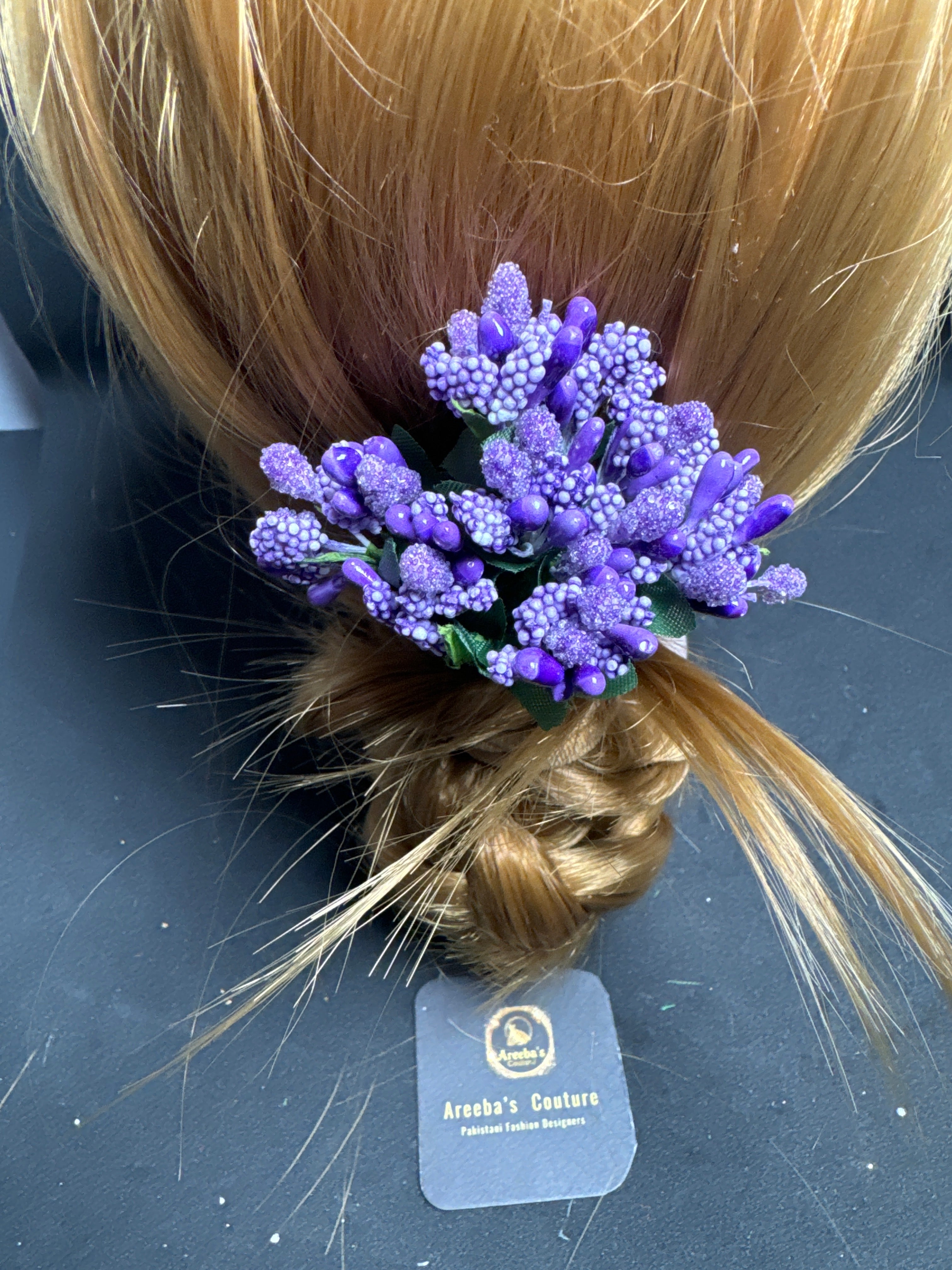 Flower hair pin purple