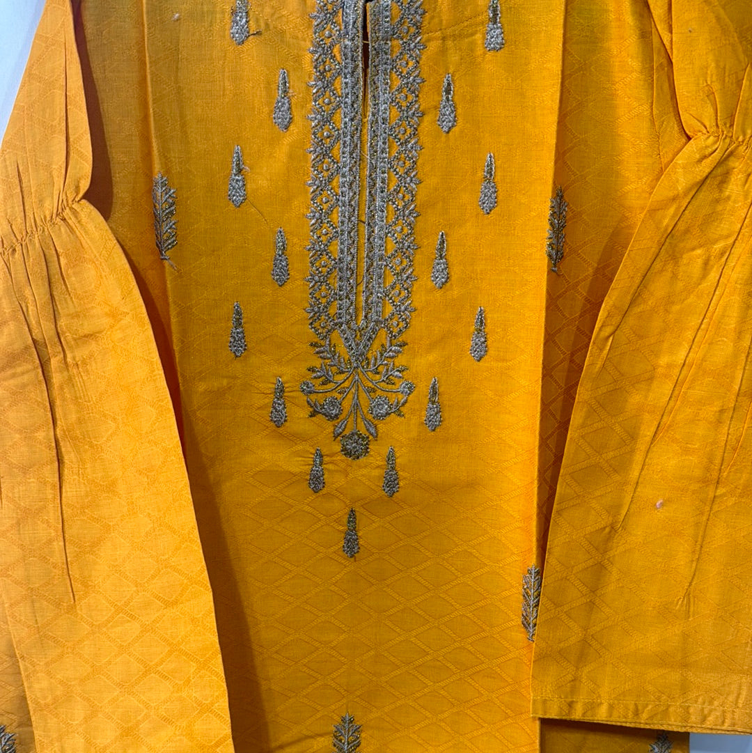 Mustard cotton embroidery suits