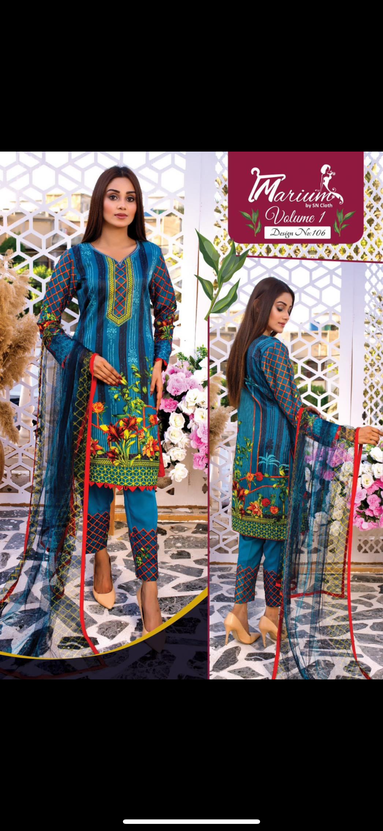 Marium three piece printed malai lawn ML6