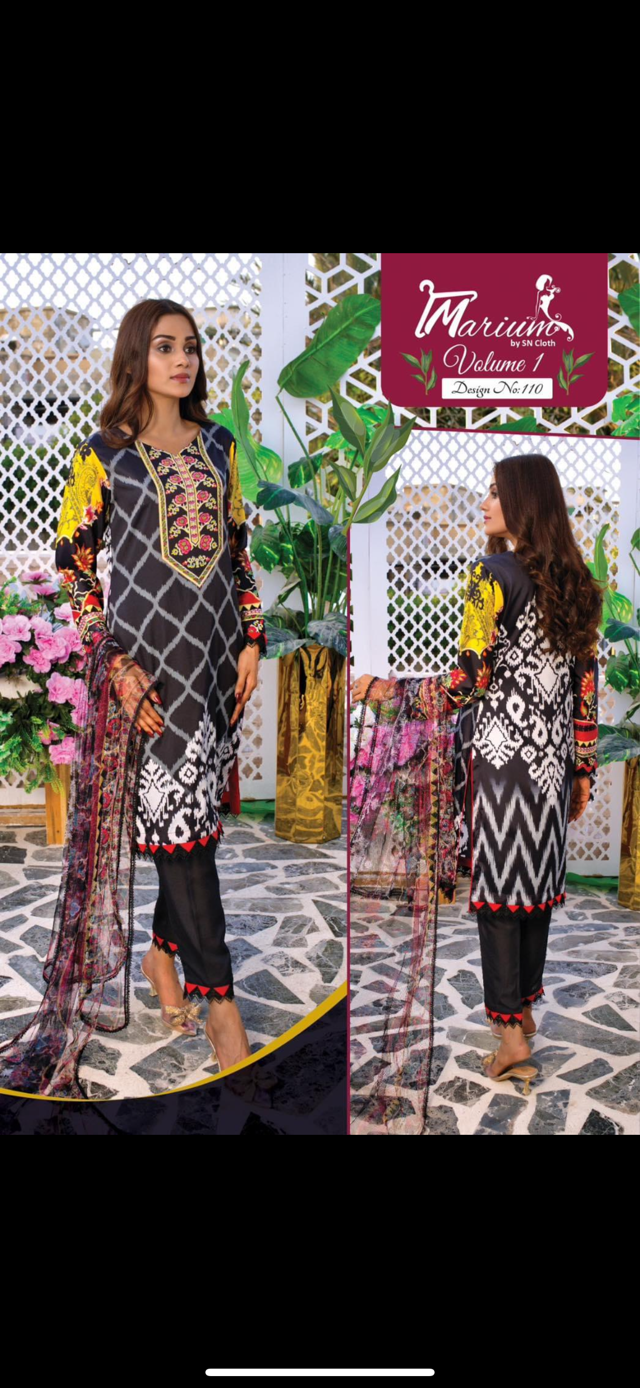 Marium three piece printed malai lawn ML9