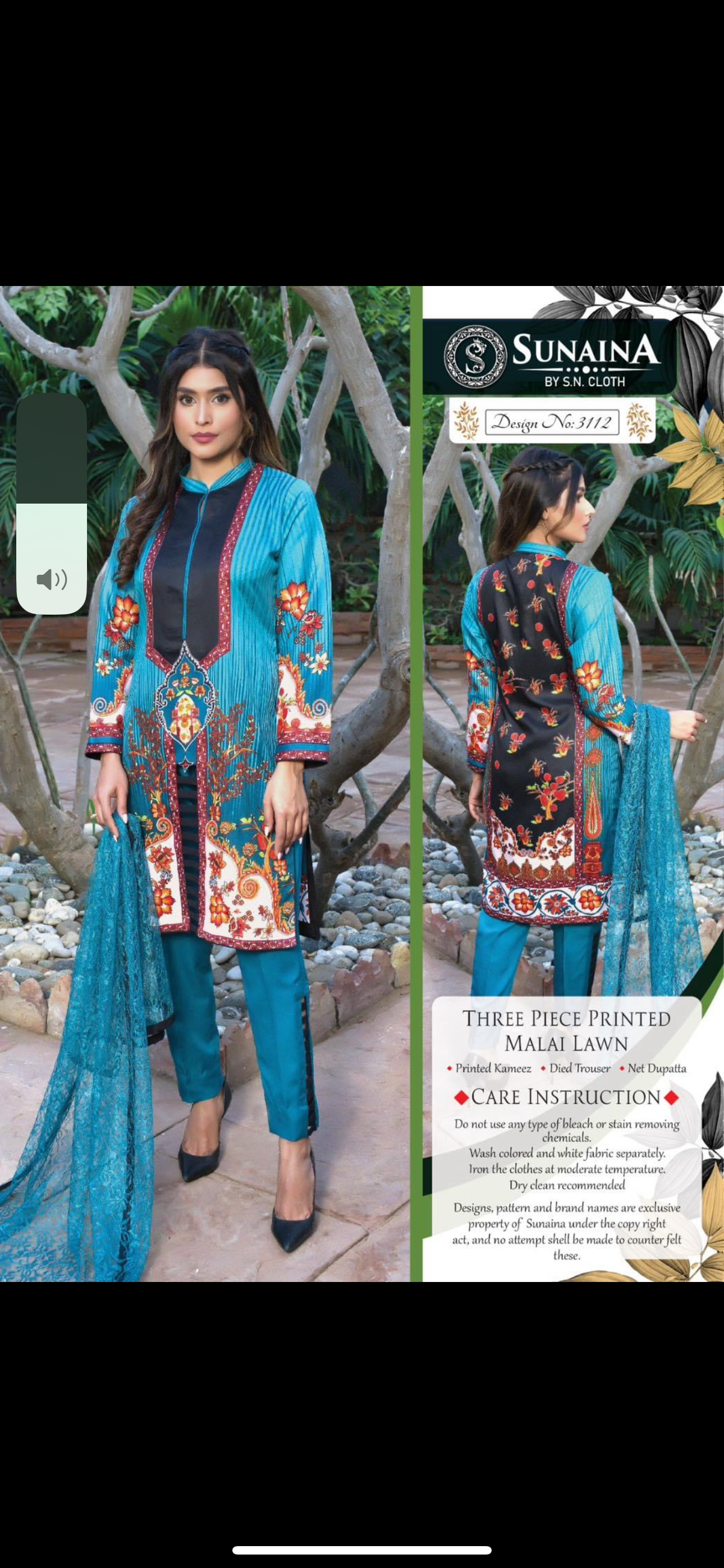 Sunaina three piece printed malai lawn SL26