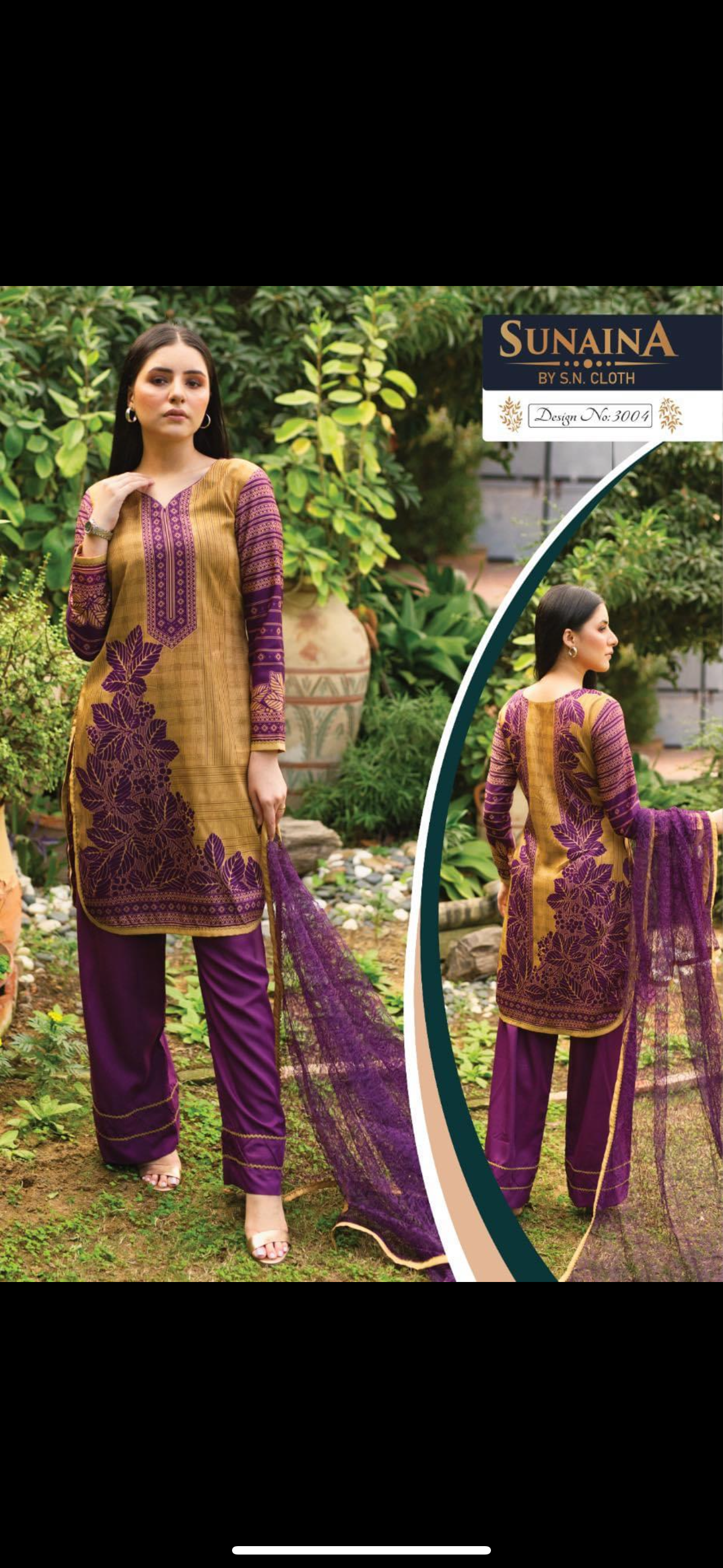 Sunaina three piece printed malai lawn SL5