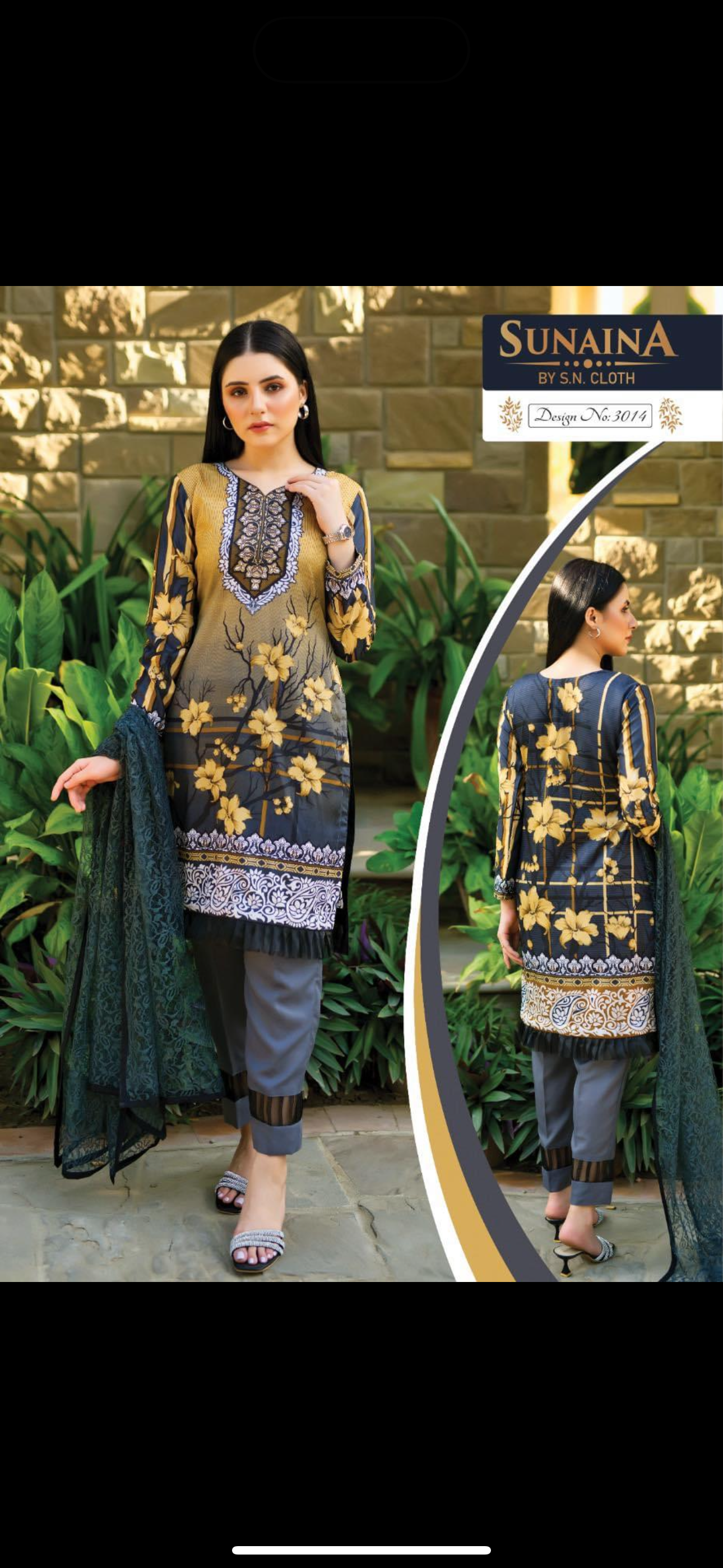 Sunaina three piece printed malai lawn SL15