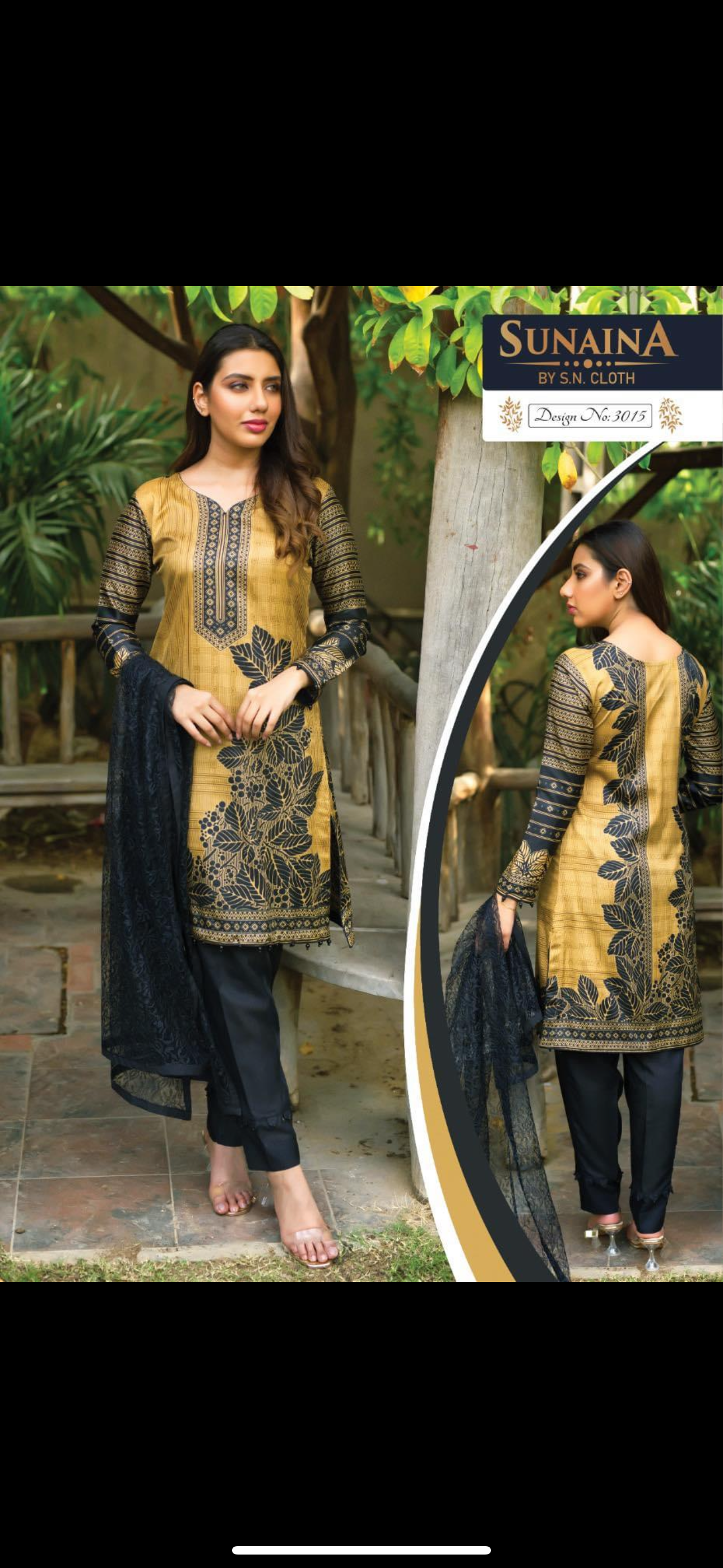 Sunaina three piece printed malai lawn SL16