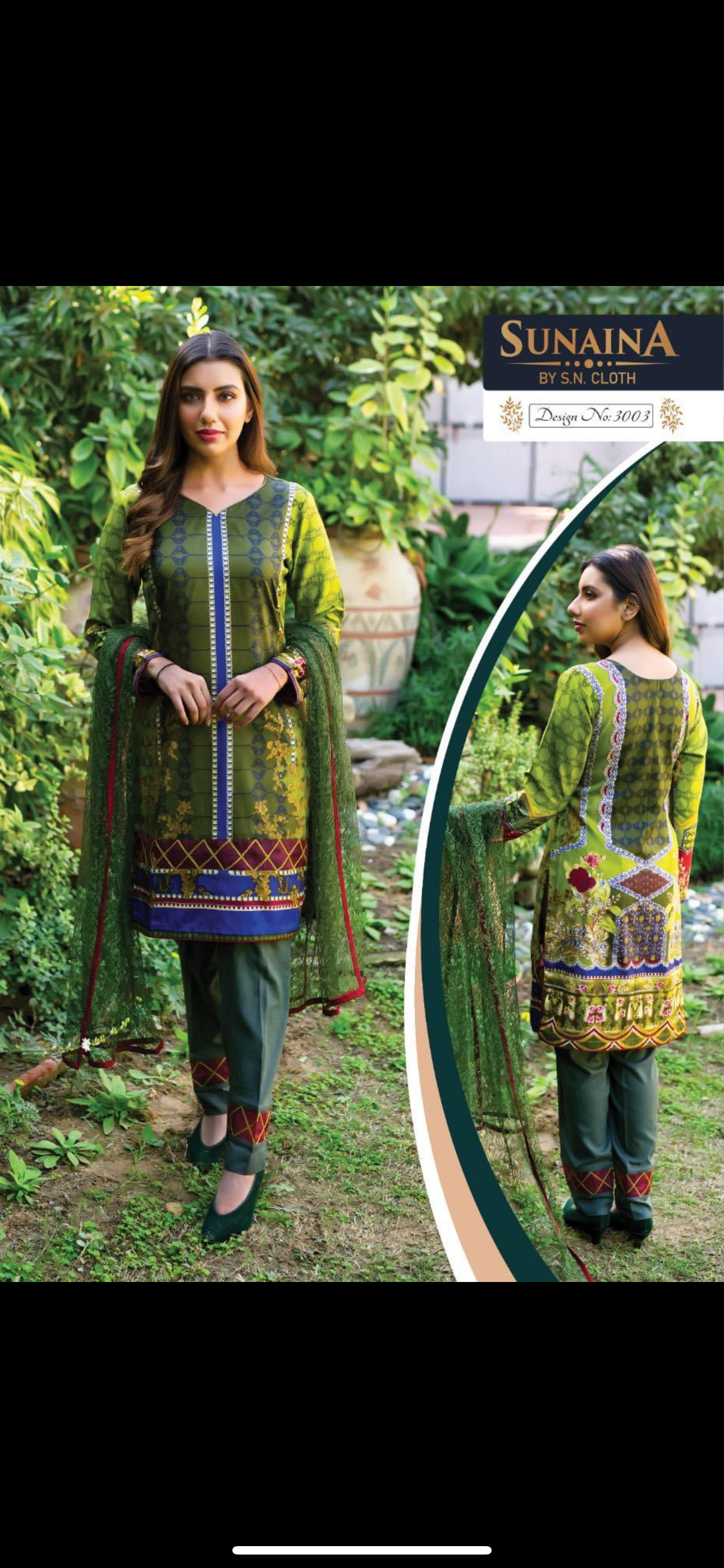 Sunaina three piece printed malai lawn SL4