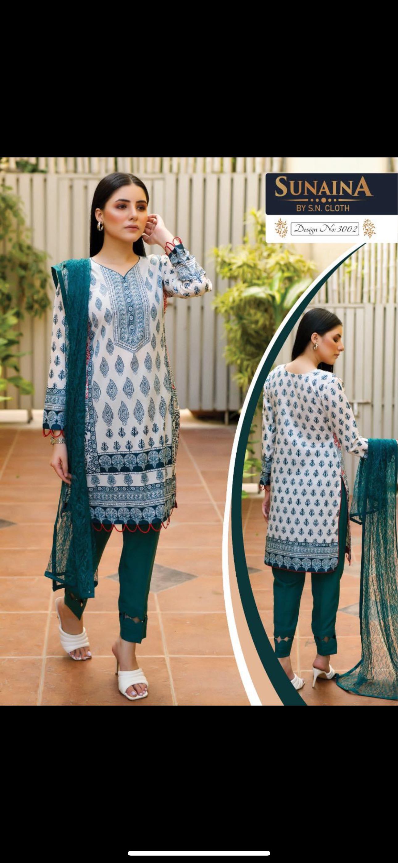 Sunaina three piece printed malai lawn SL3