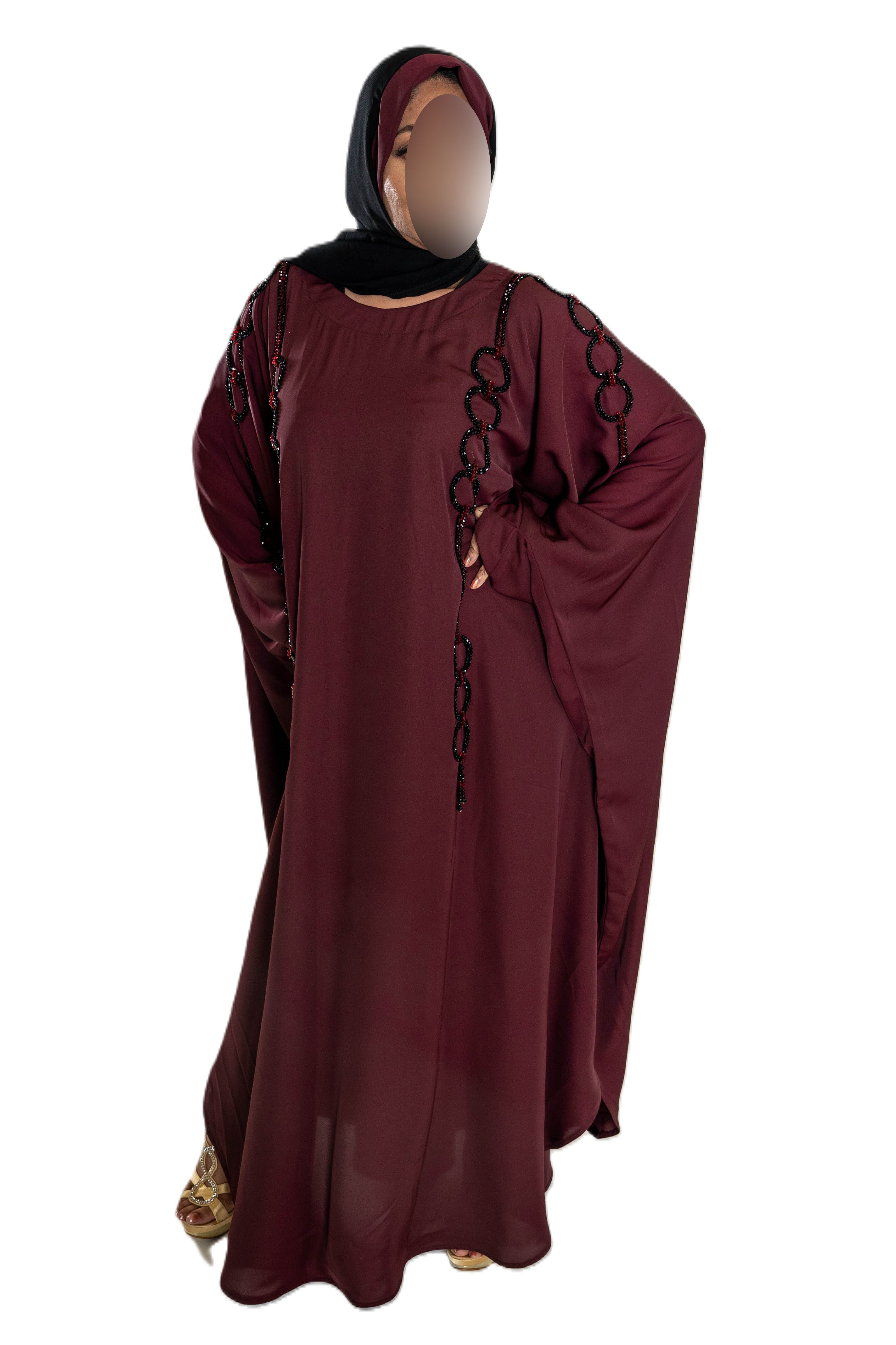 Pearls embroidered colour abaya