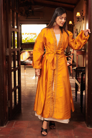 Deep Saffron Inayah Abaya- Areeba's Couture