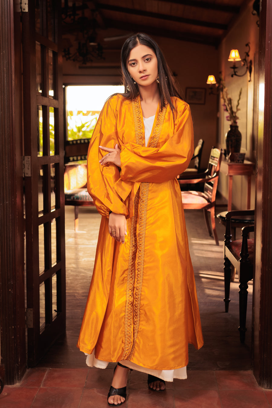 Deep Saffron Inayah Abaya- Areeba's Couture