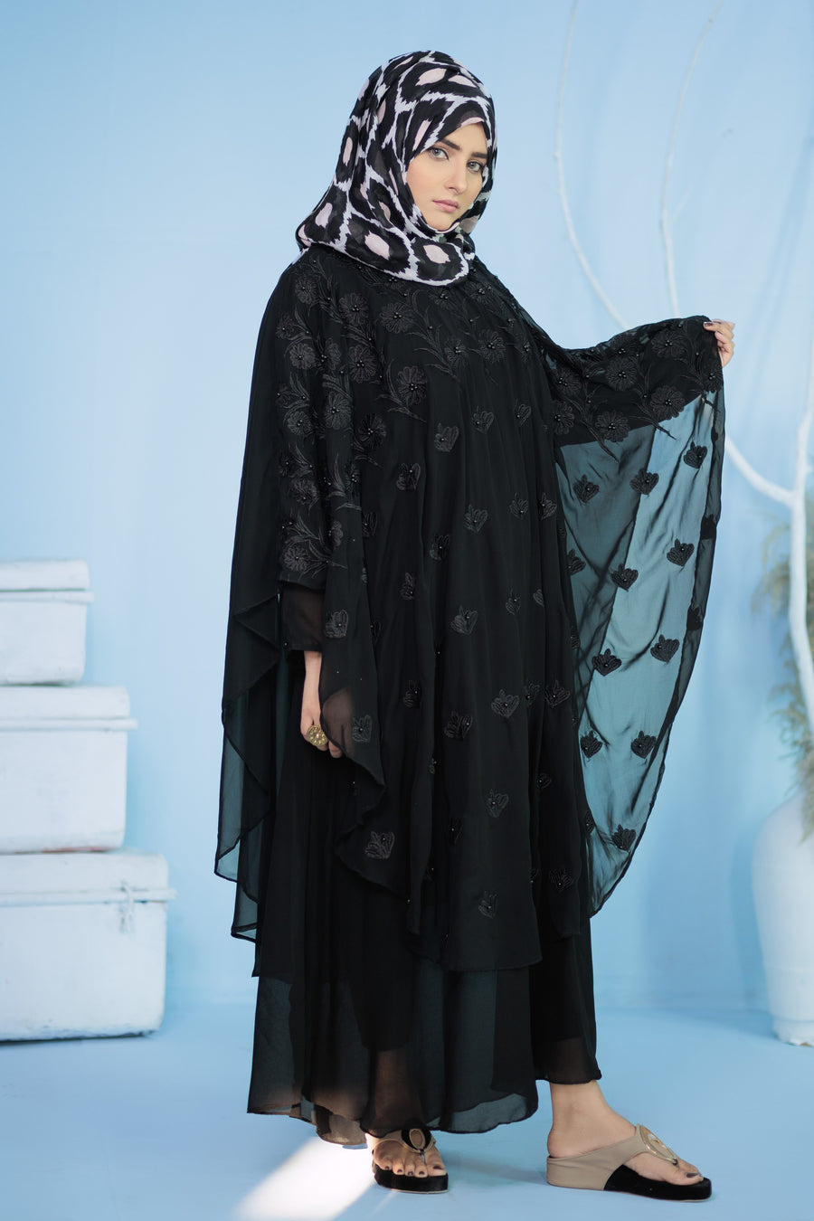 Black Butterfly Aamira Abaya- Areeba's Couture