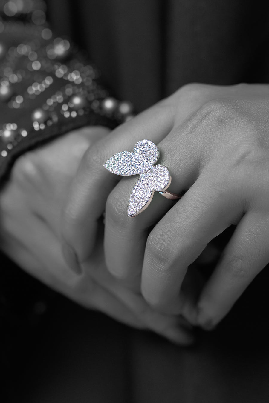 Butterfly silver ring- Areeba's Couture