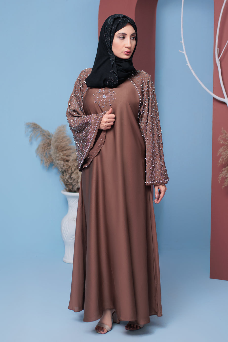 Coral Tree Yasna abaya- Areeba's Couture
