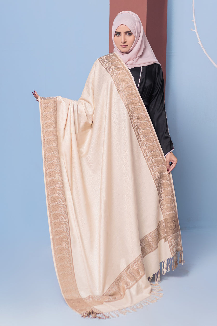 Pearl Bush Pashmina Shawl- Areeba's Couture