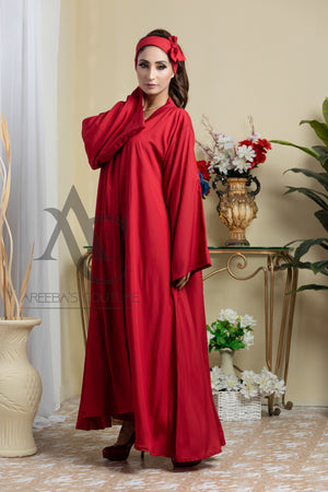 Brick Red Wajiha abaya- Areeba's Couture