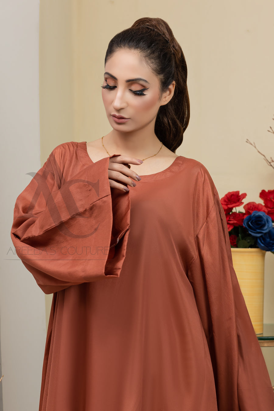 Pale Copper Afifa Abaya- Areeba's Couture