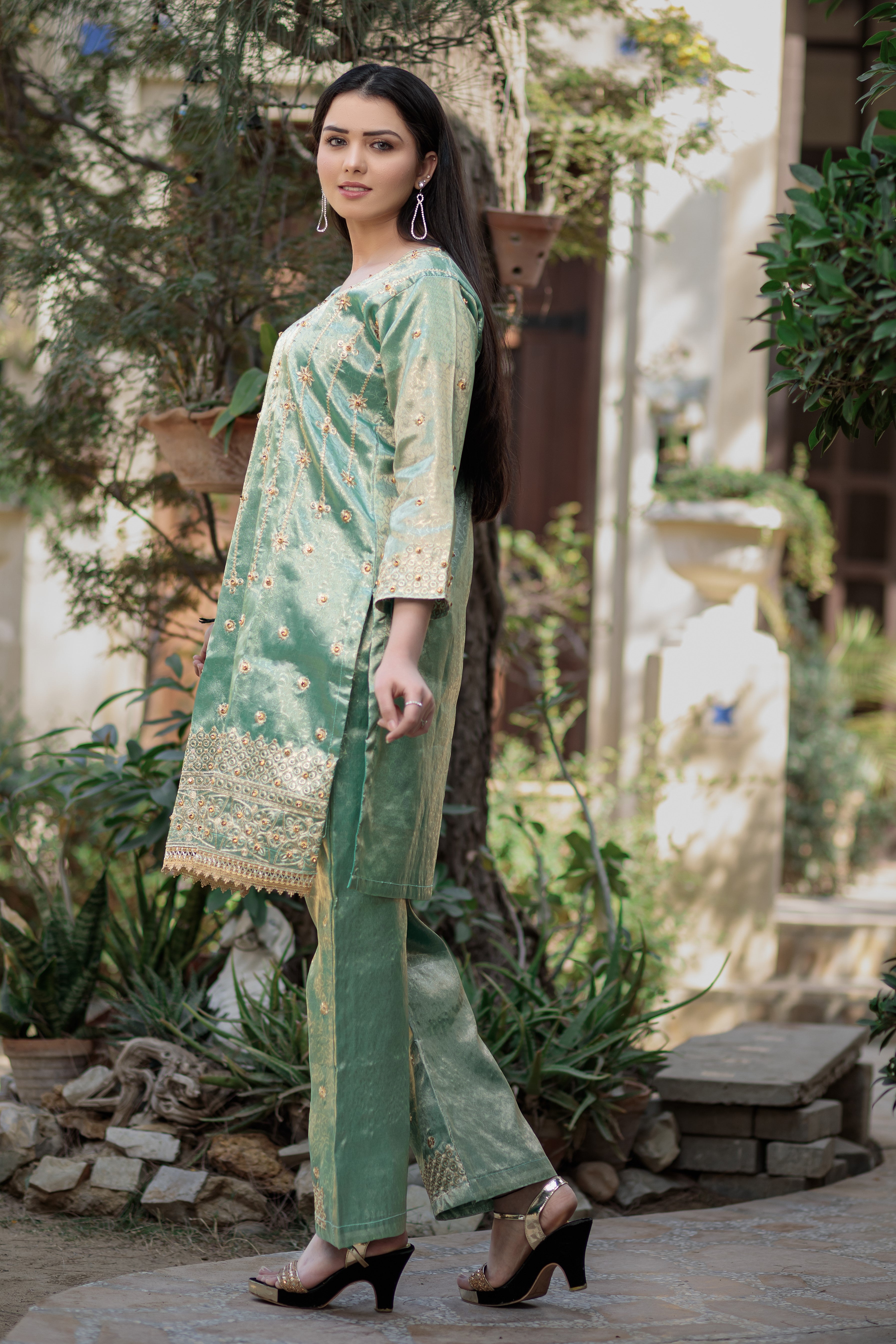 Mint shirt & trouser- Areeba's Couture