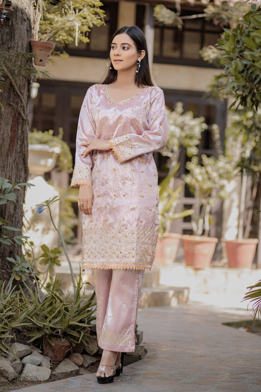 Pink shirt & trouser- Areeba's Couture