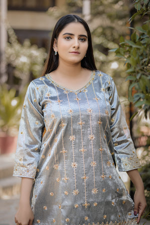 Grey L shirt & trouser- Areeba's Couture