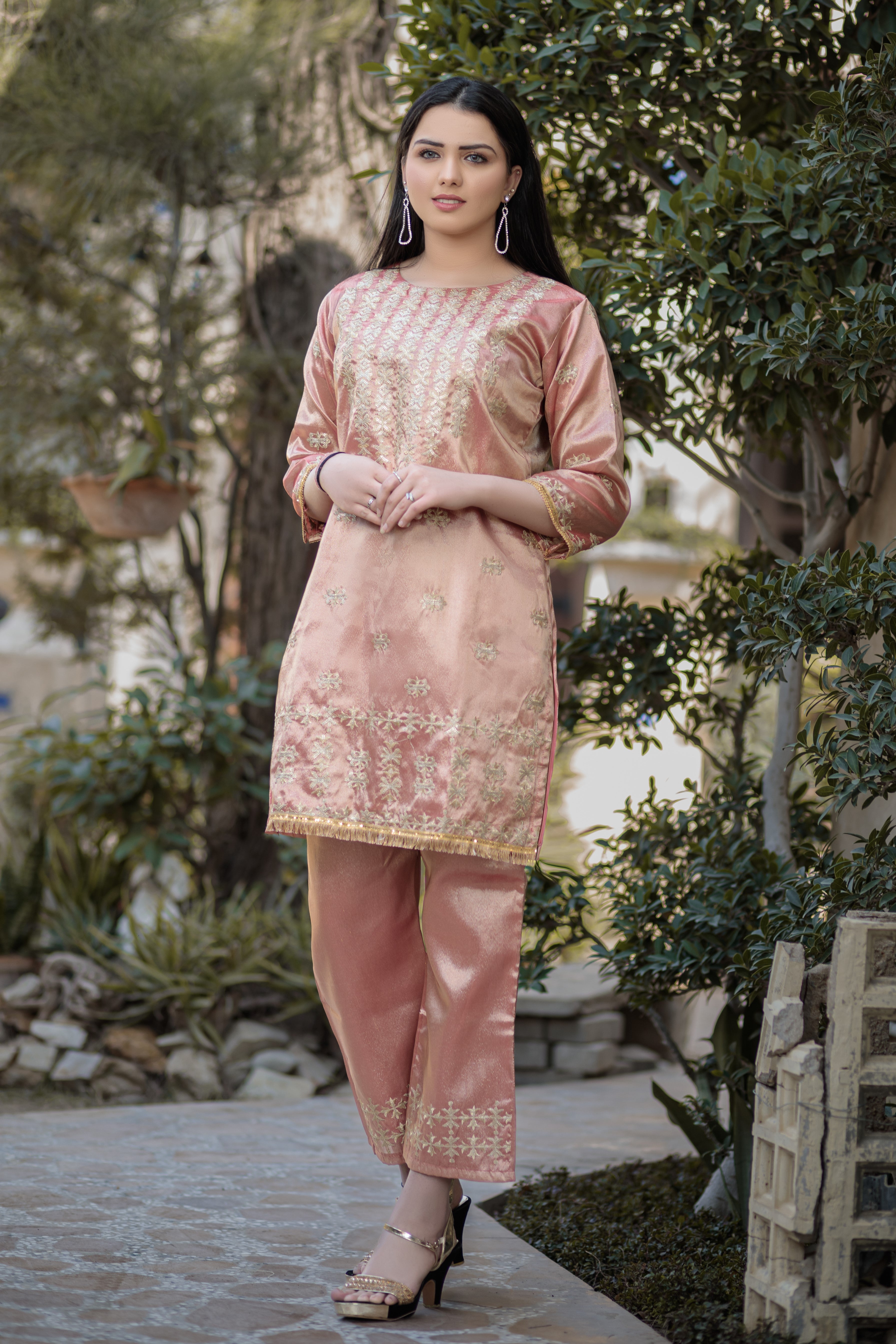 Peach shirt & trouser- Areeba's Couture