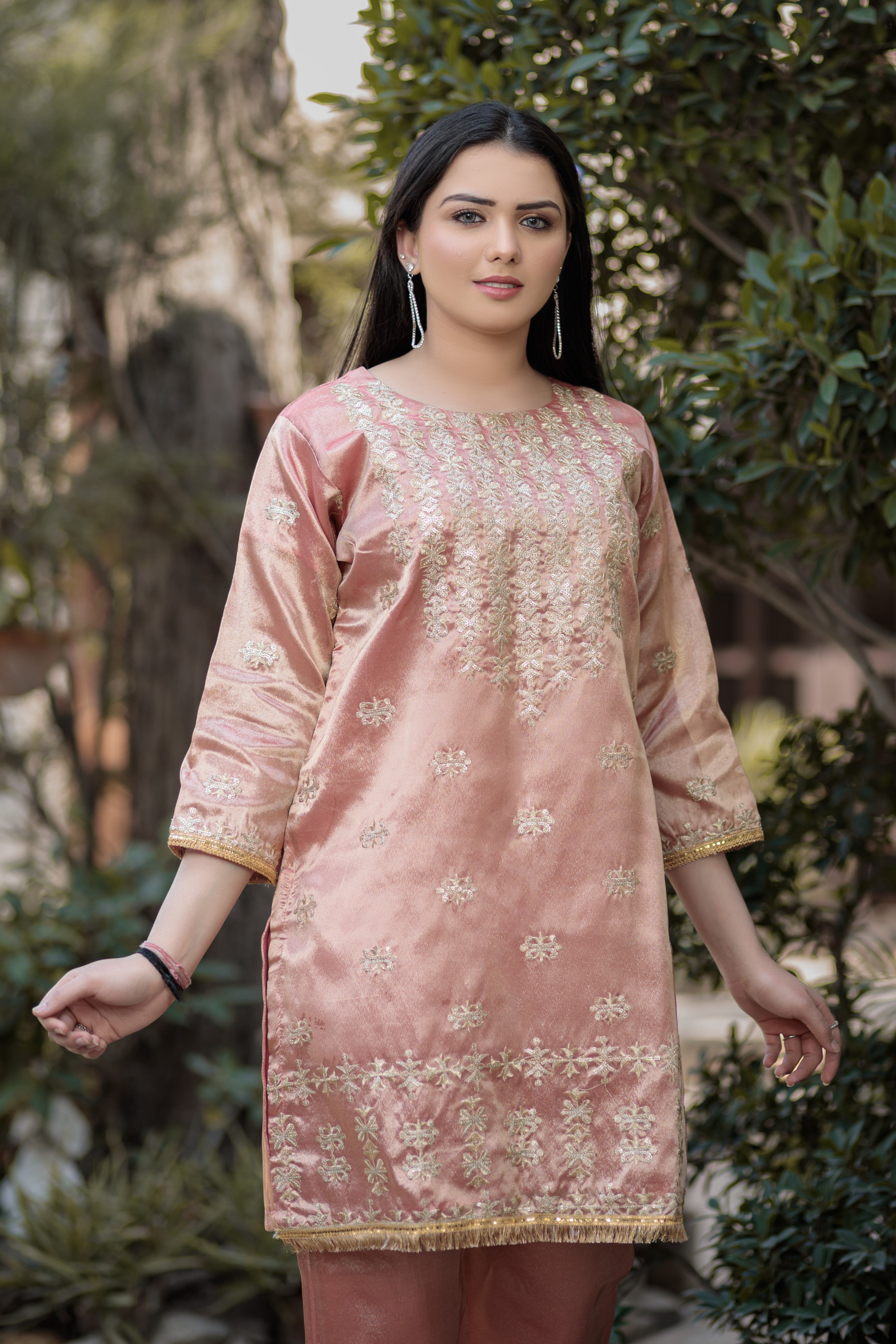 Peach shirt & trouser- Areeba's Couture