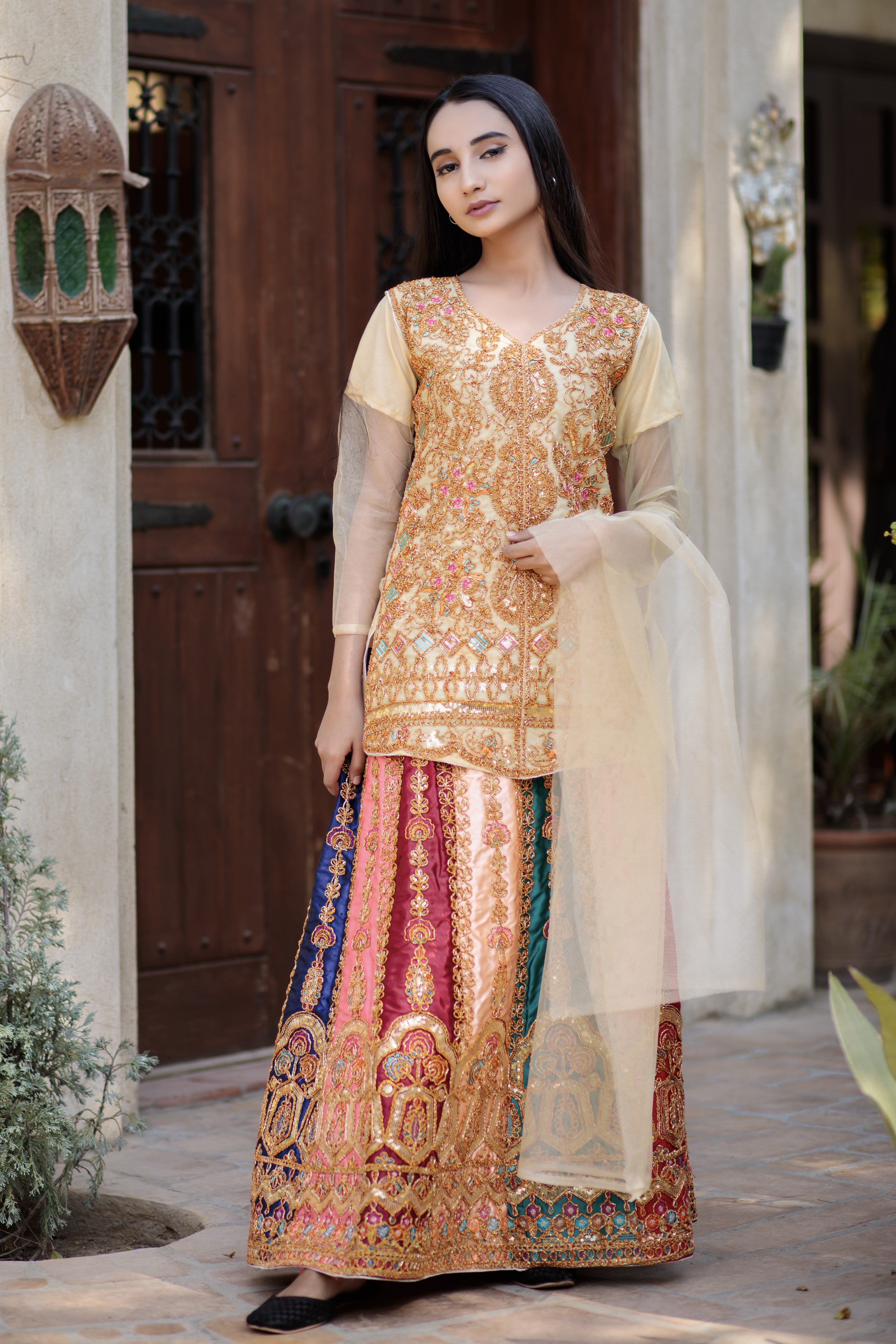 Multi colour Lehnga- Areeba's Couture