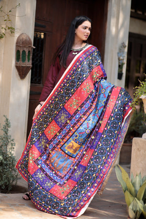 Multi silk dupatta- Areeba's Couture