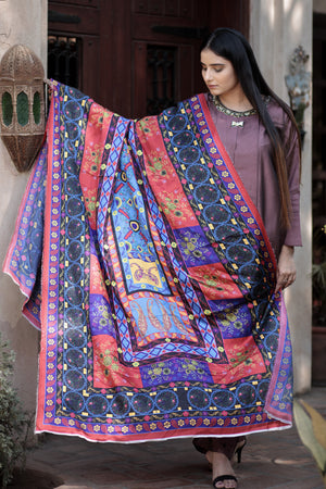 Multi silk dupatta- Areeba's Couture