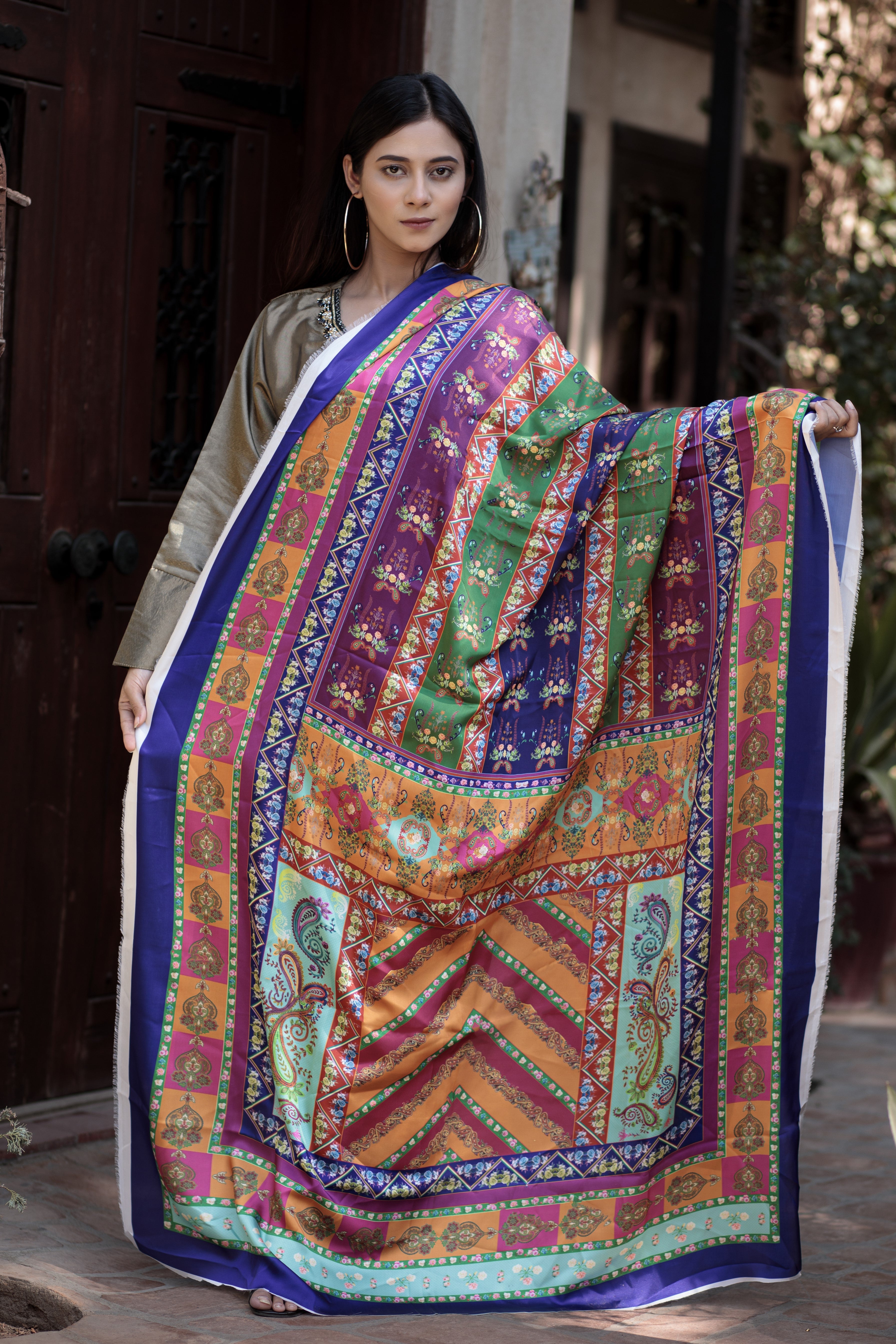 Earth silk dupatta- Areeba's Couture