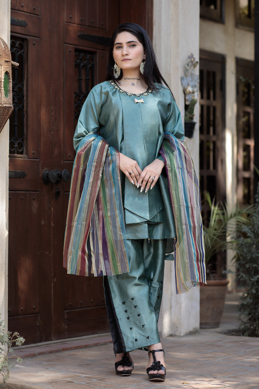 Moonstone Blue suit- Areeba's Couture