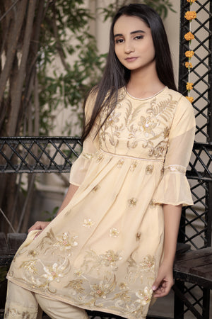 Peach Puff Frock- Areeba's Couture