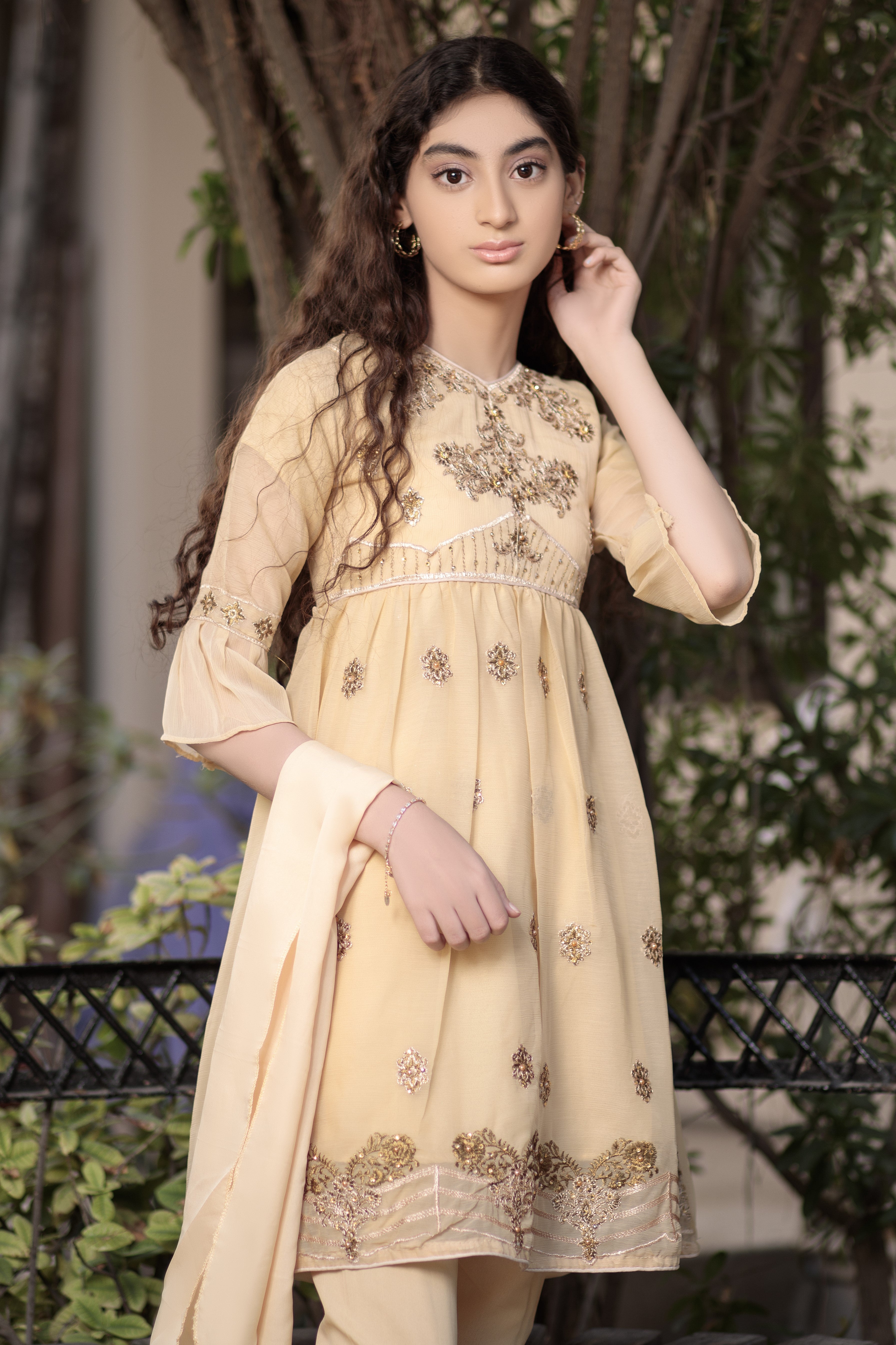 Light Apricot Frock- Areeba's Couture