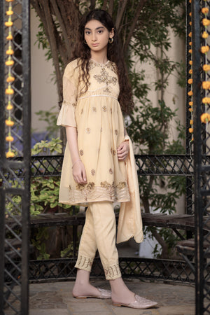 Light Apricot Frock- Areeba's Couture