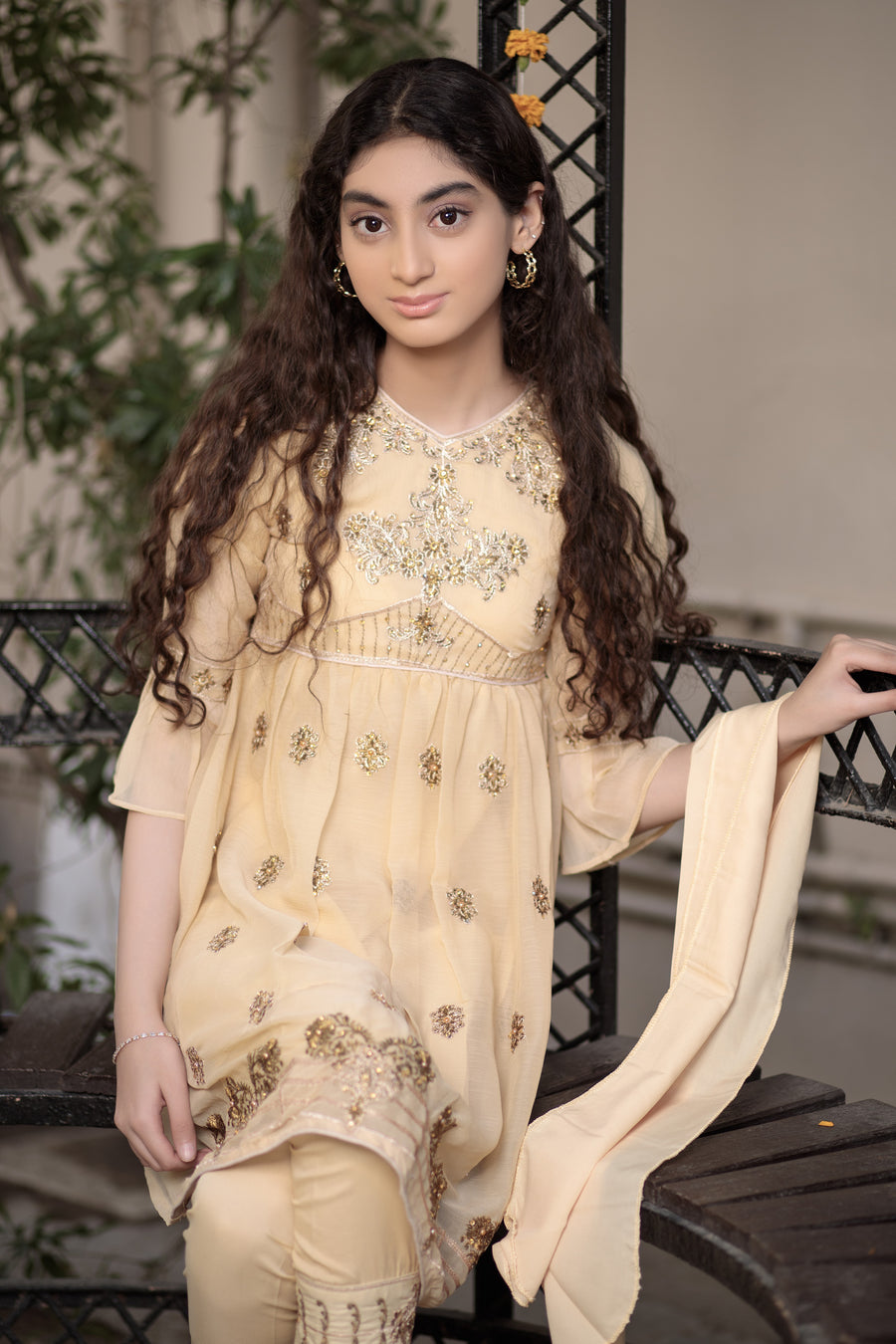 Light Apricot Frock- Areeba's Couture