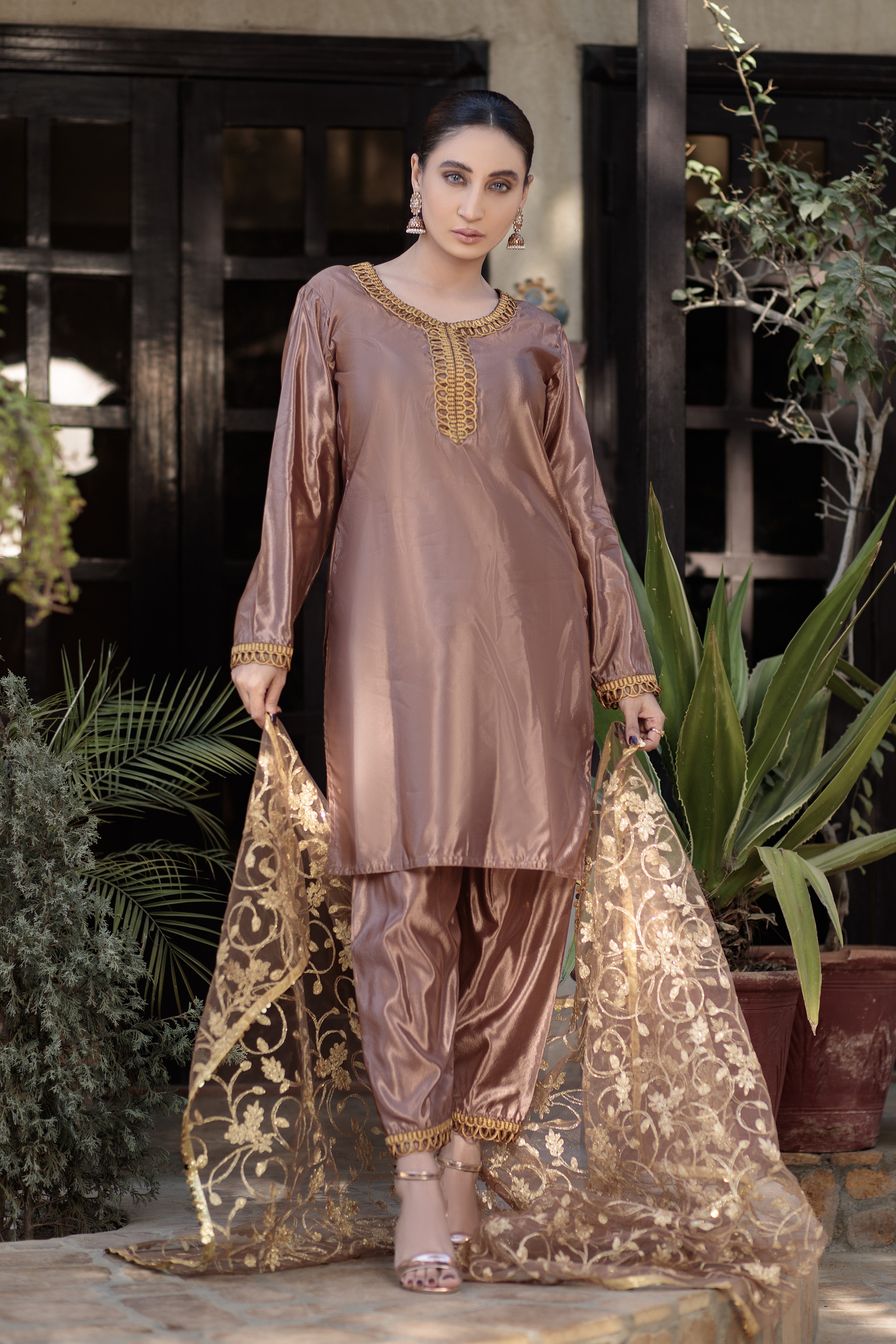 Espresso plain suit- Areeba's Couture