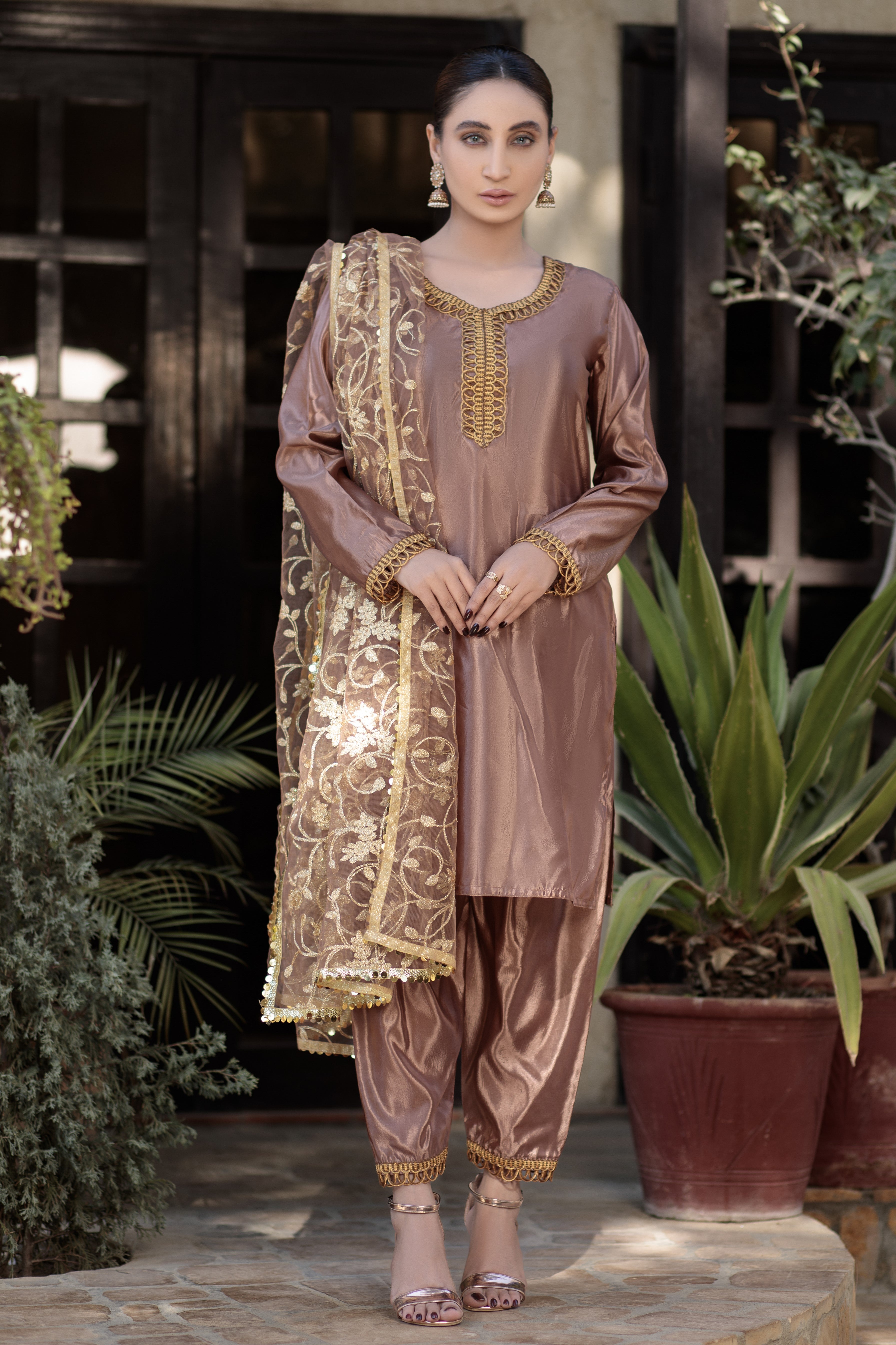 Espresso plain suit- Areeba's Couture