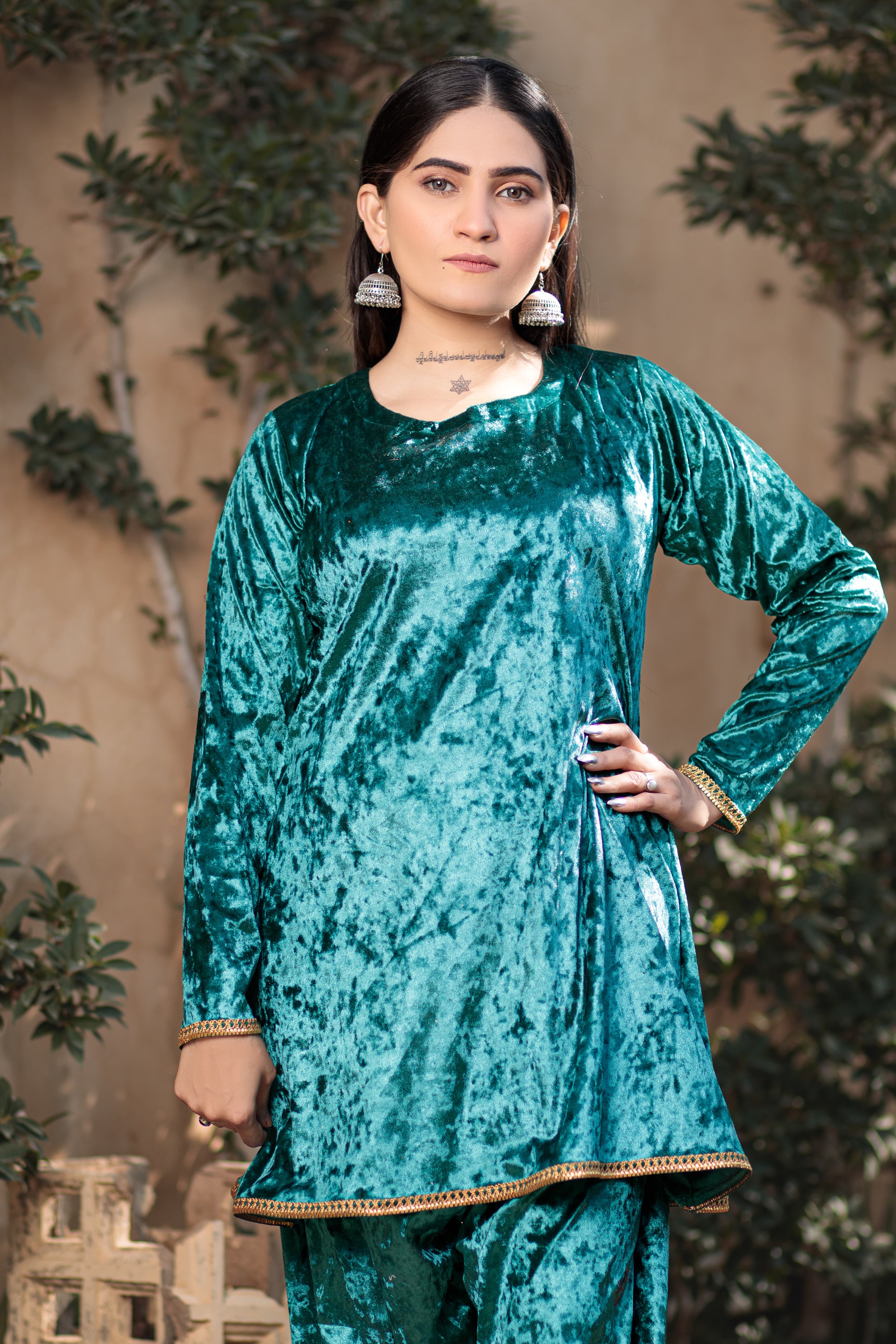 Sherpa Blue Velvet Co ord set- Areeba's Couture