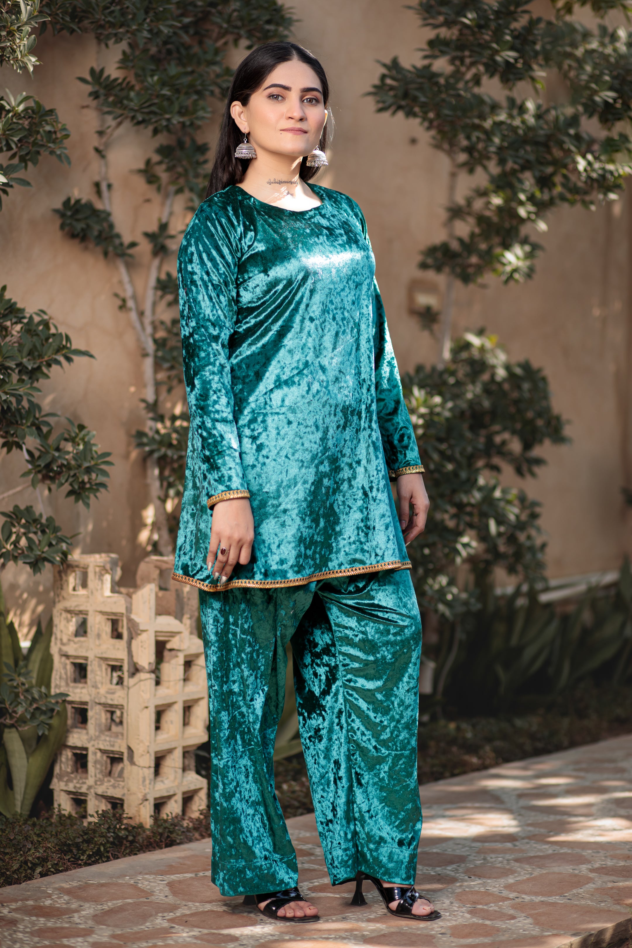 Sherpa Blue Velvet Co ord set- Areeba's Couture