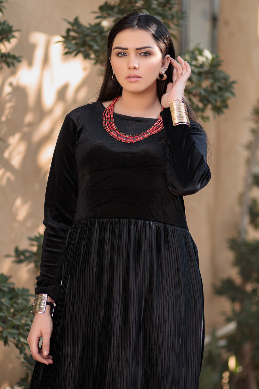 Smoky Black Maxi dress- Areeba's Couture