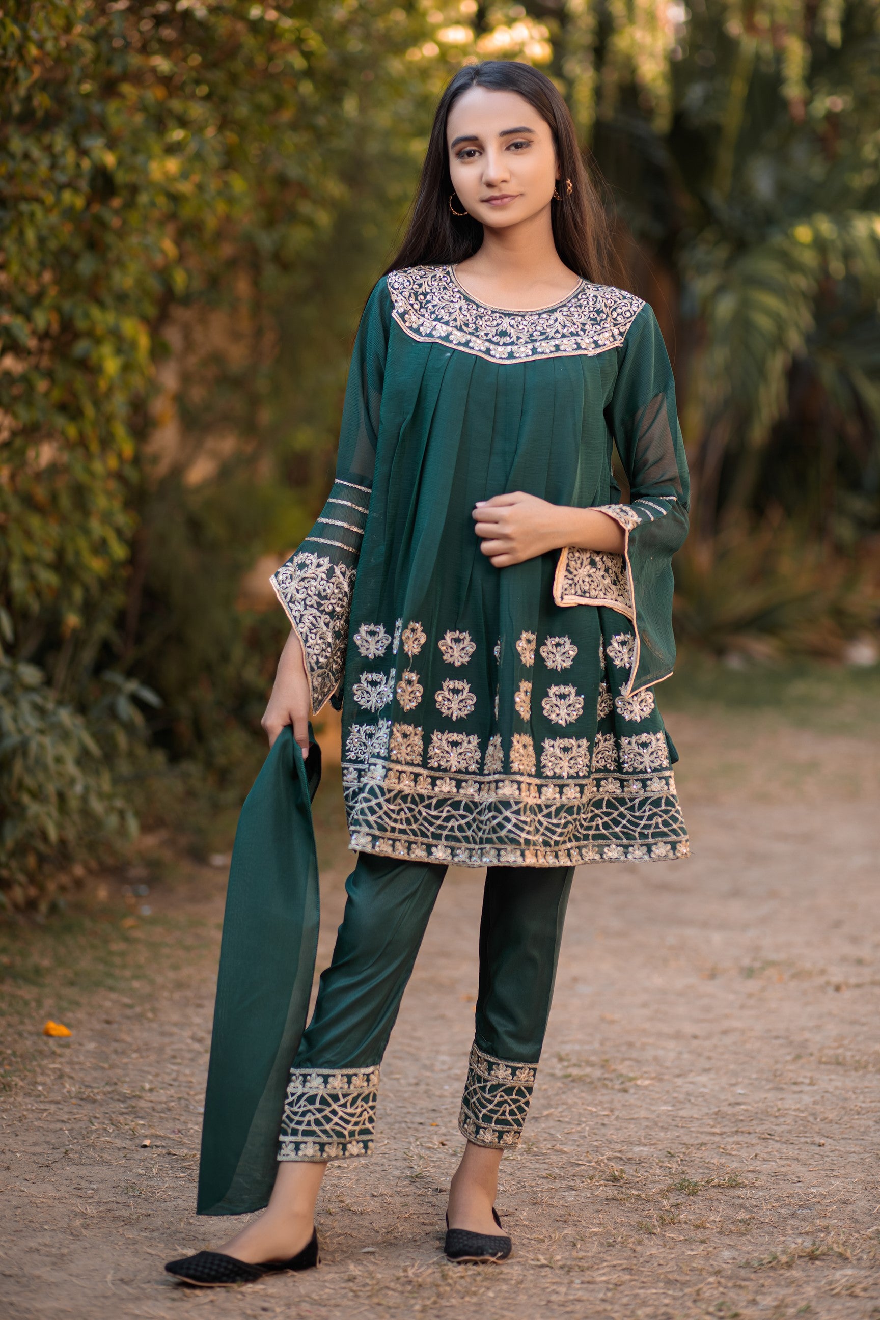 Gable Green Frock- Areeba's Couture