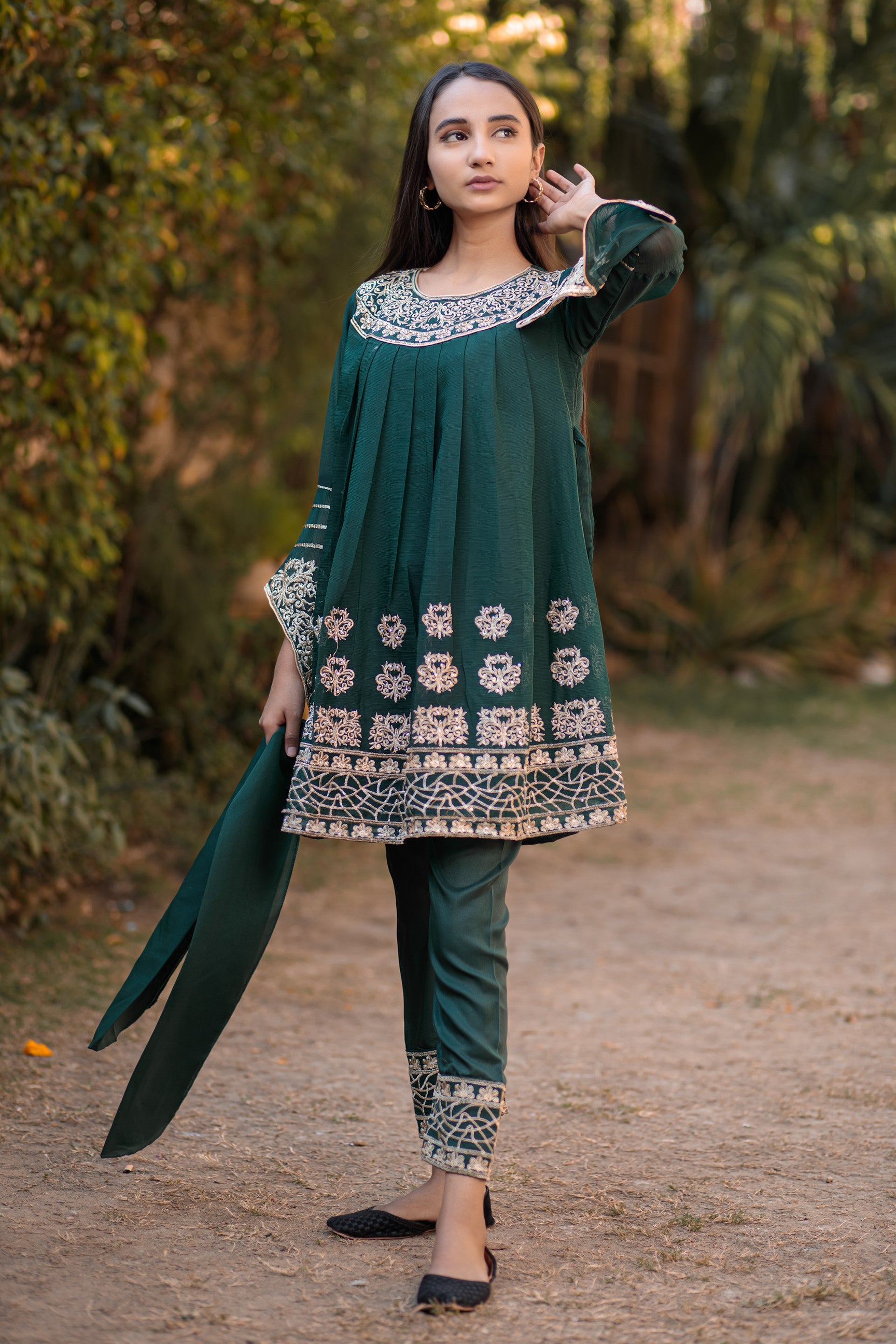 Gable Green Frock- Areeba's Couture