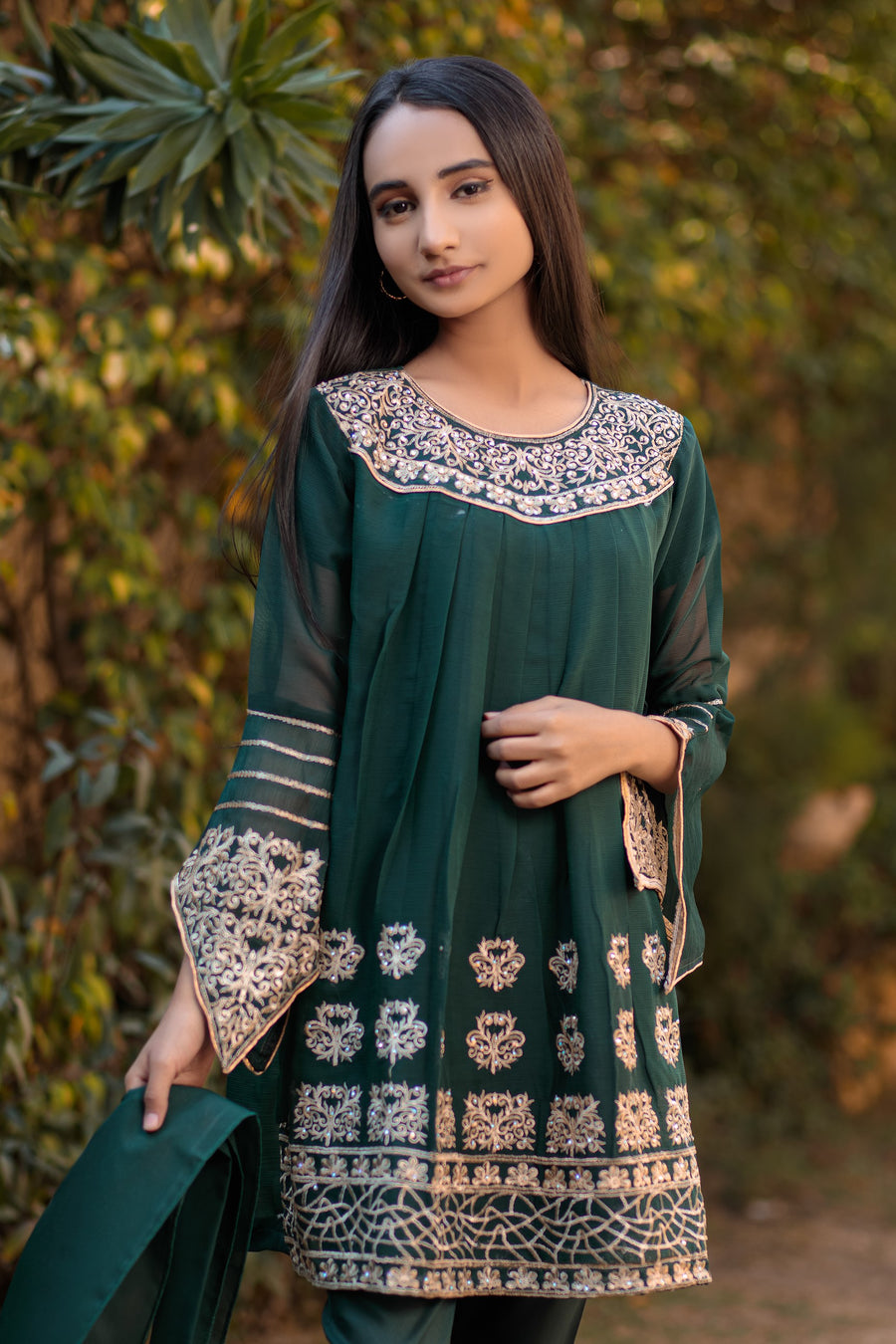 Gable Green Frock- Areeba's Couture
